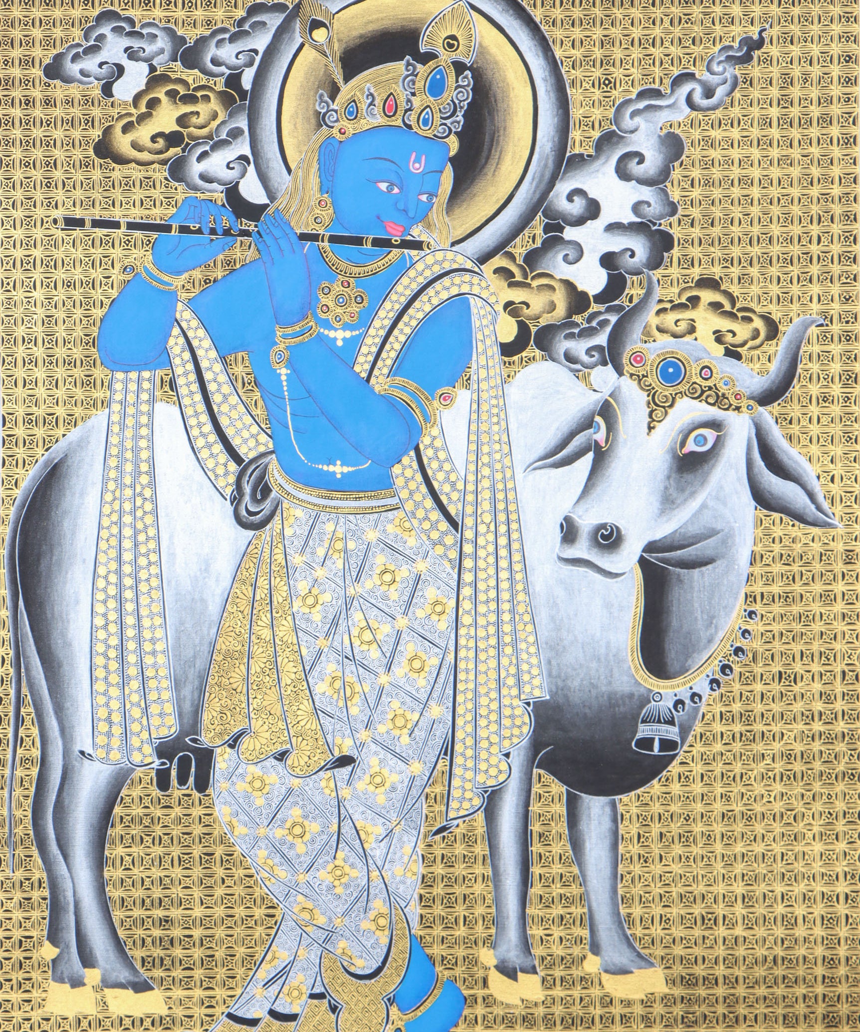 Krishna Thangka for devotion and meditation.