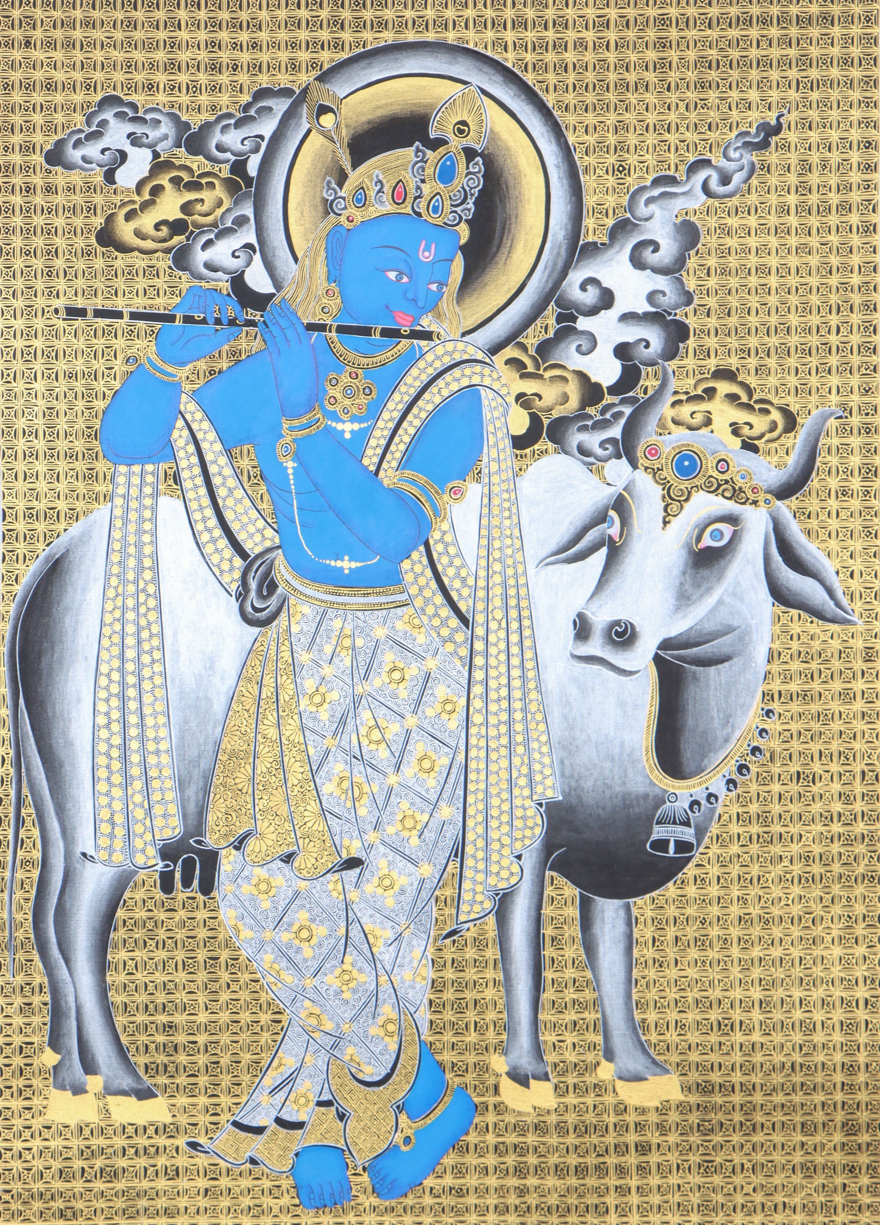 Krishna Thangka for devotion and meditation.