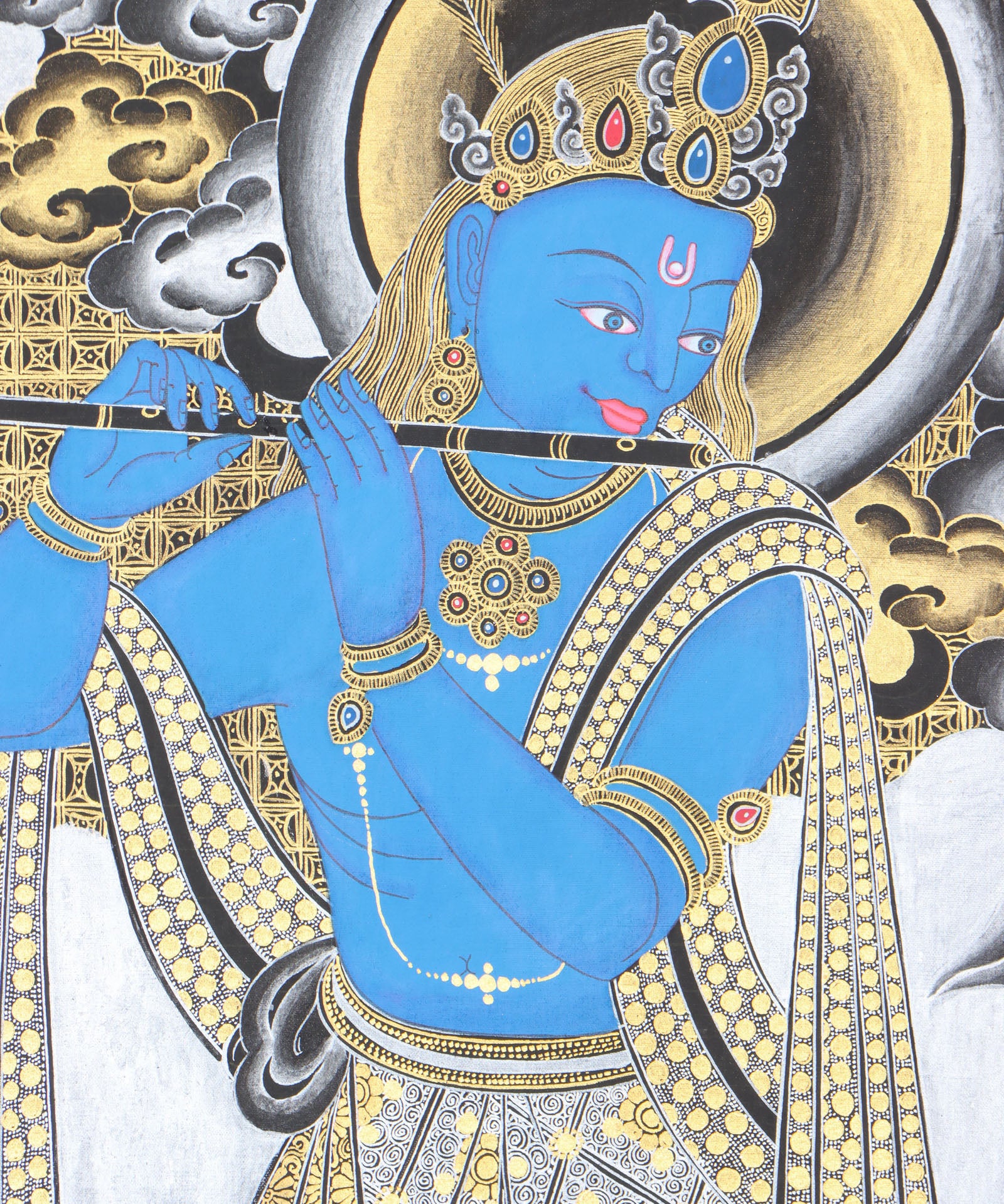 Krishna Thangka for devotion and meditation.
