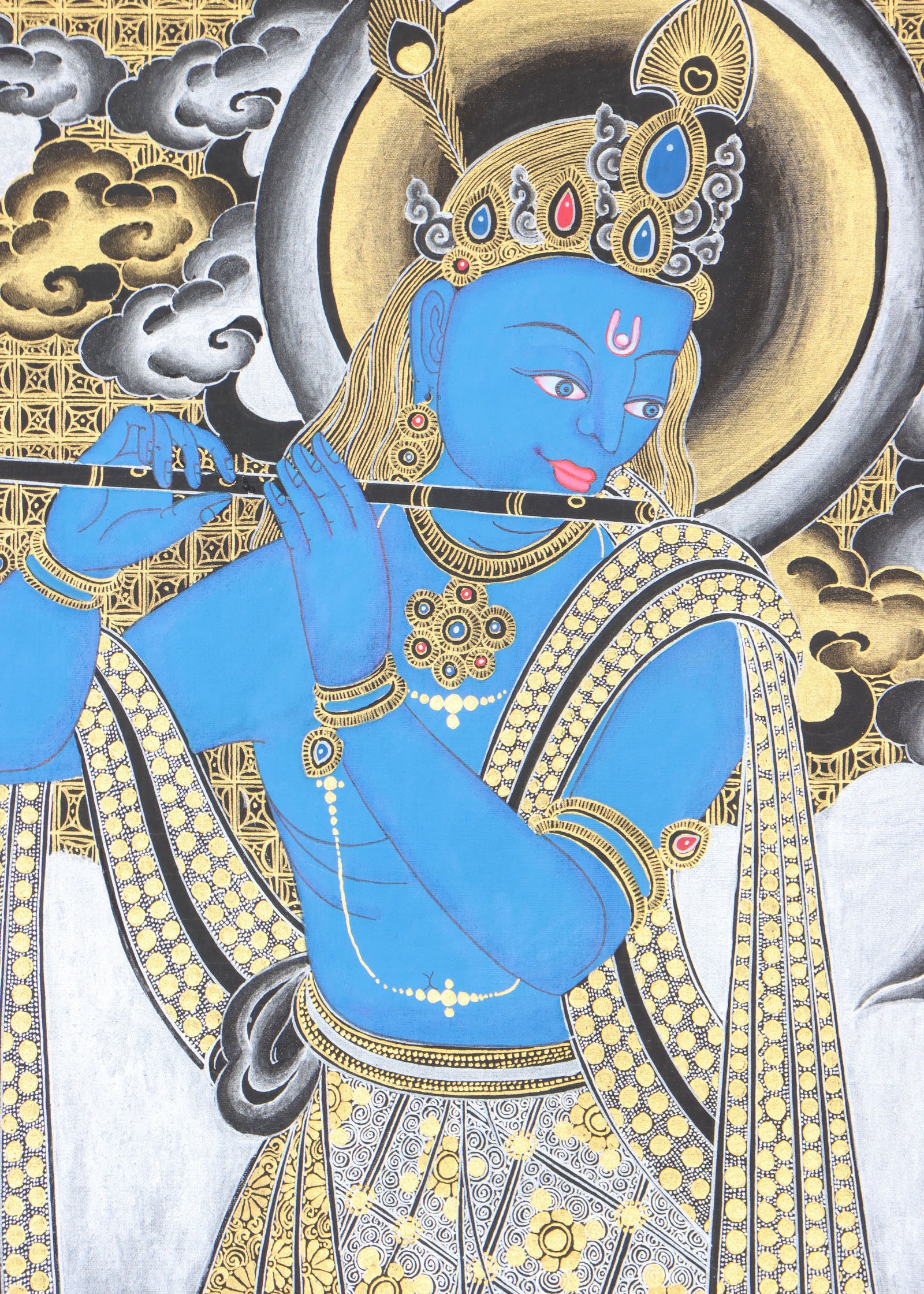 Krishna Thangka for devotion and meditation.