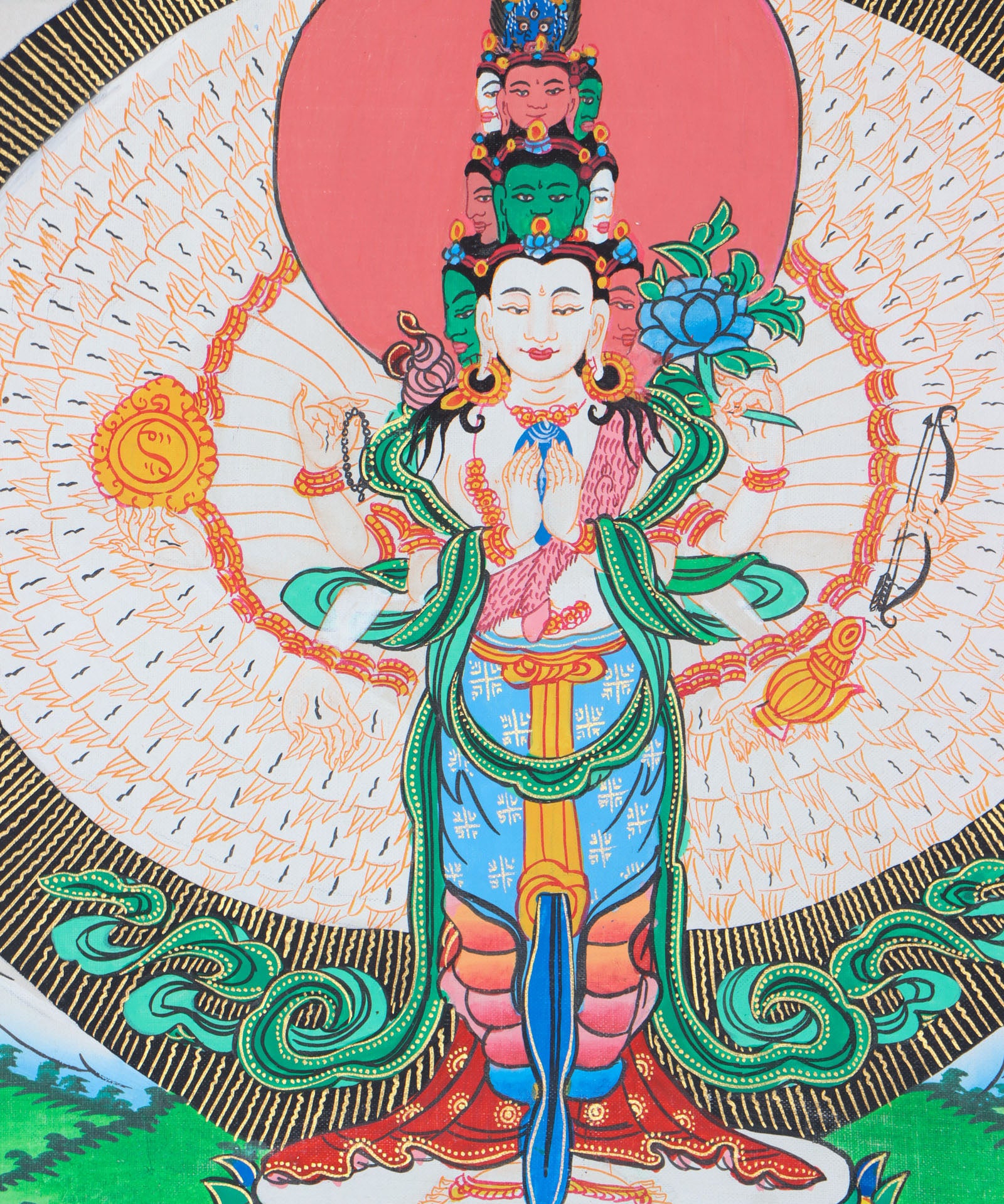 Avalokiteshvara Brocade Thangka Painting - Himalayas Shop