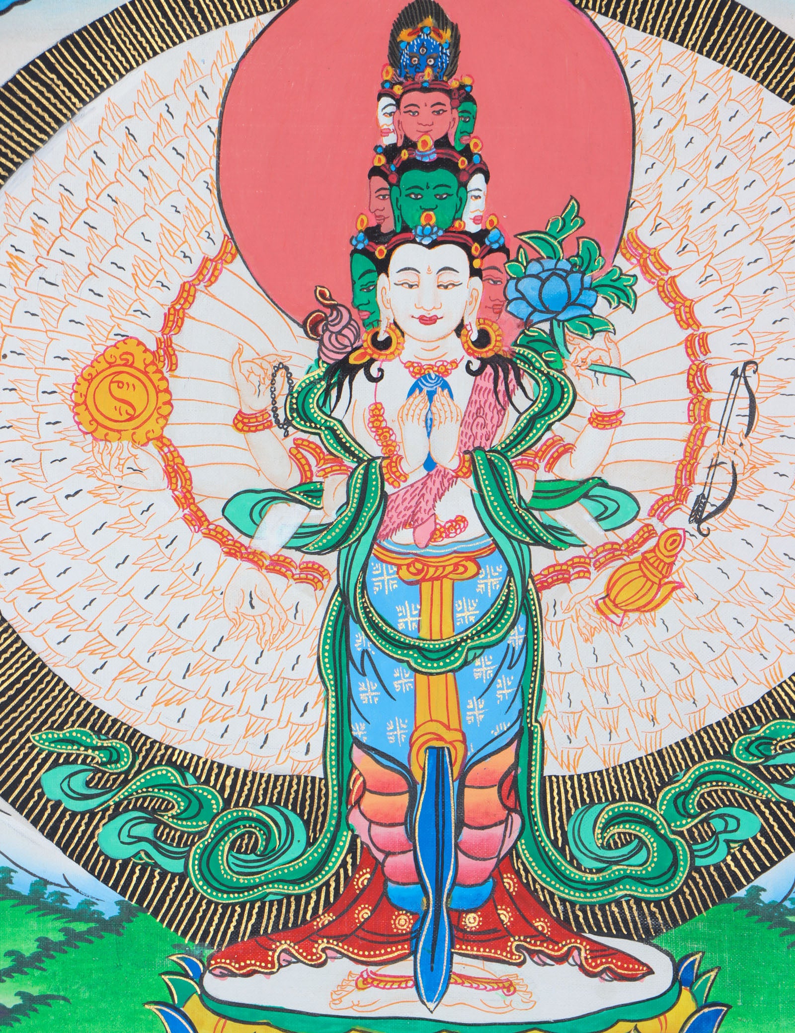 Avalokiteshvara Brocade Thangka Painting - Himalayas Shop