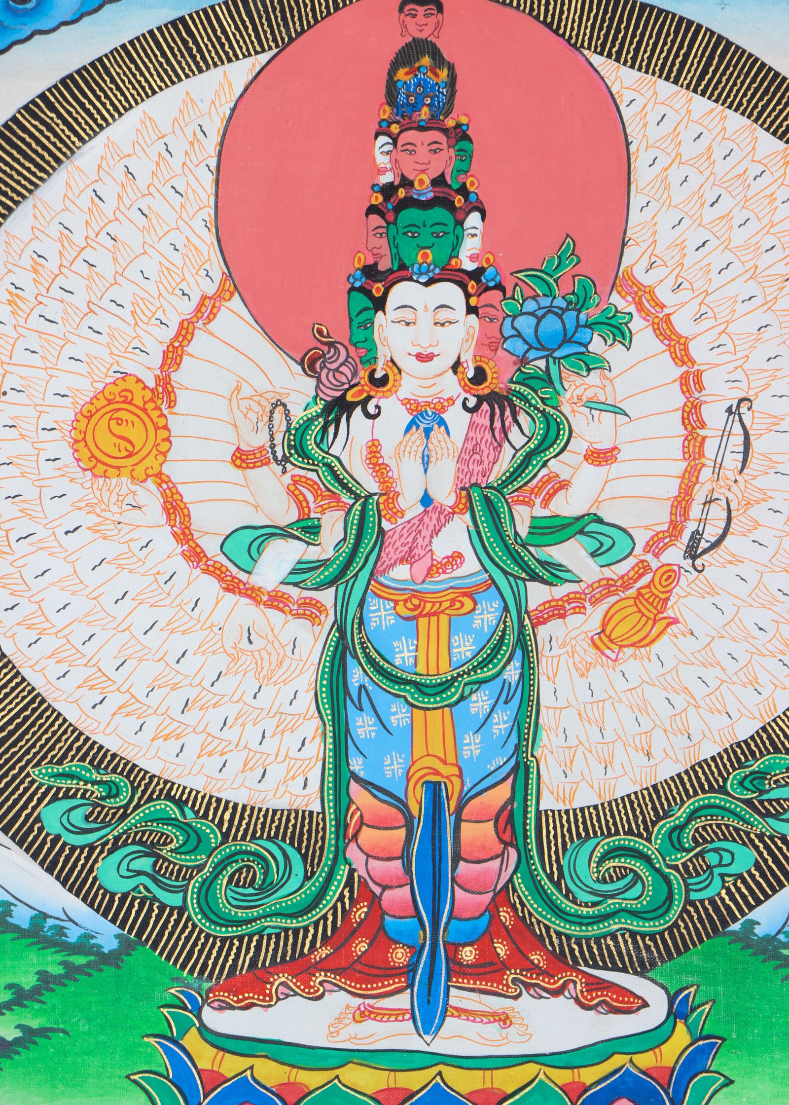 Avalokiteshvara Brocade Thangka Painting - Himalayas Shop