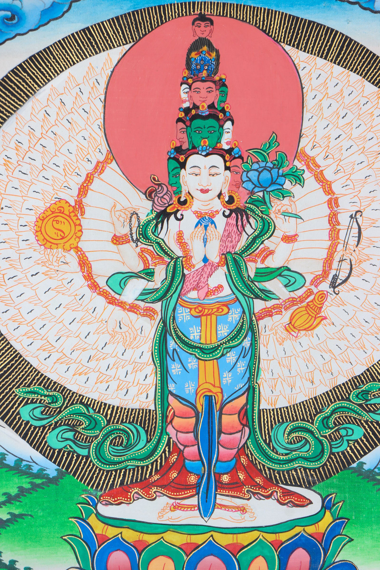 Avalokiteshvara Brocade Thangka Painting - Himalayas Shop