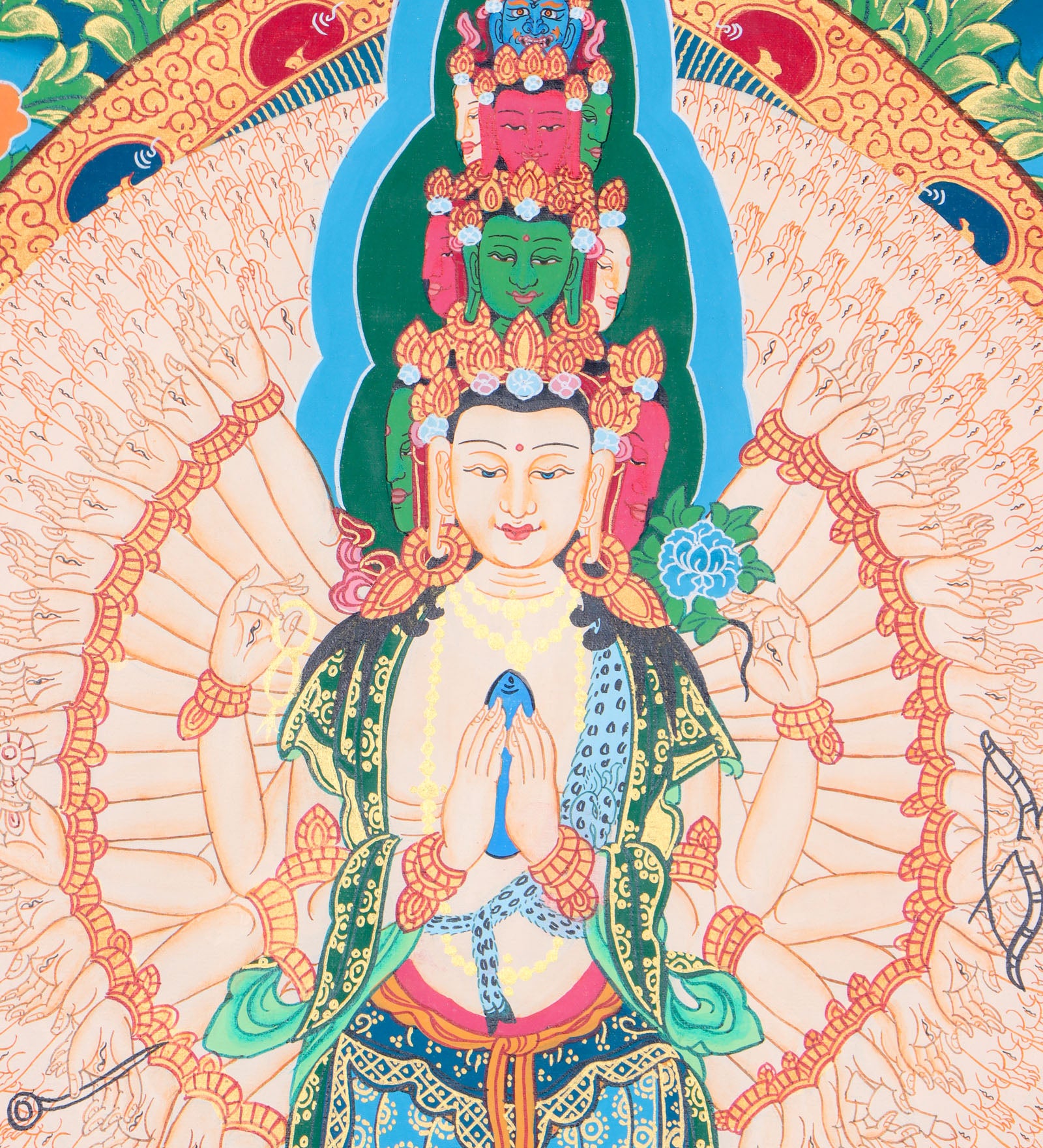 Avalokiteshvara Thangka for Home Decoration and Chakra Healing.