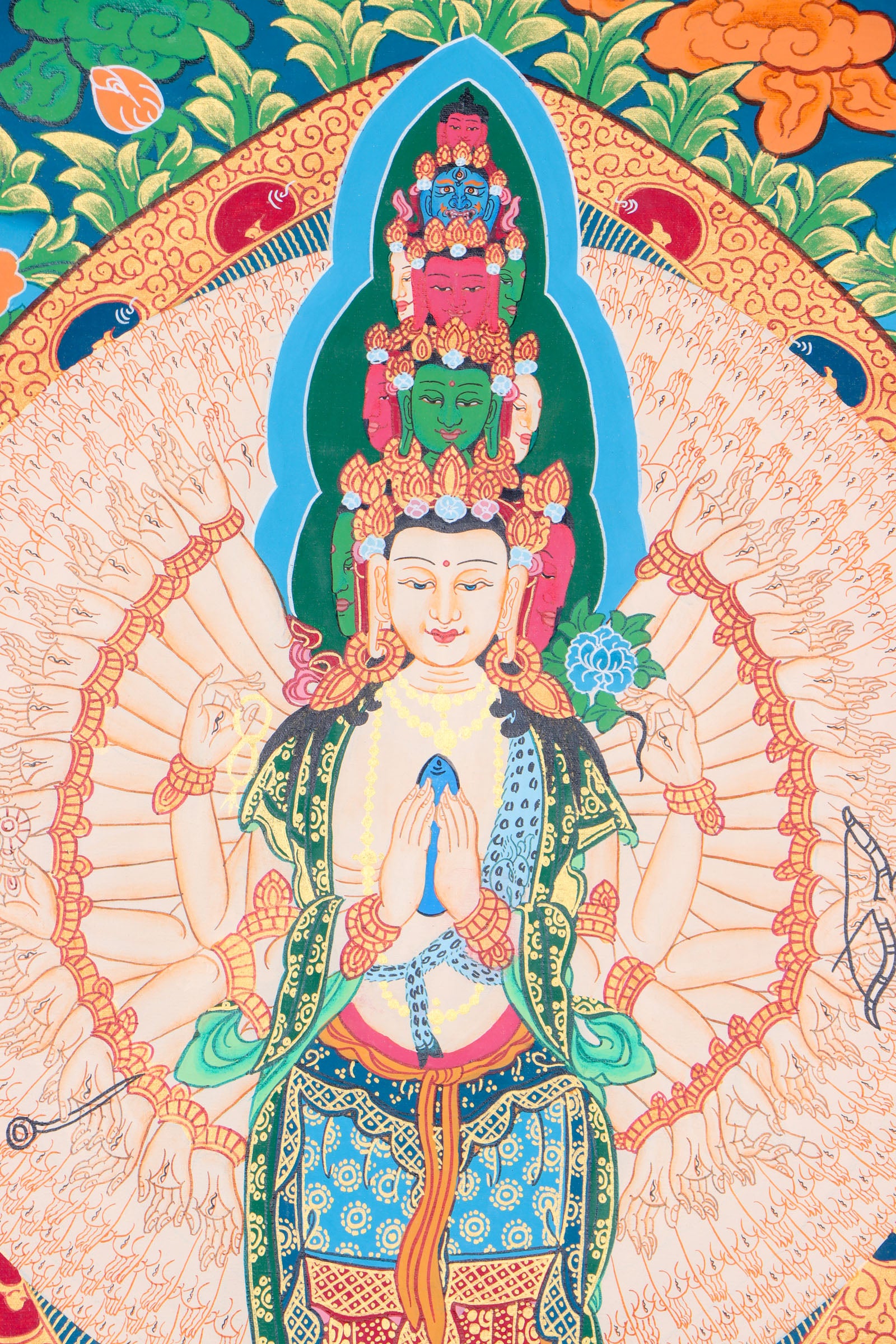 Avalokiteshvara Thangka for Home Decoration and Chakra Healing.