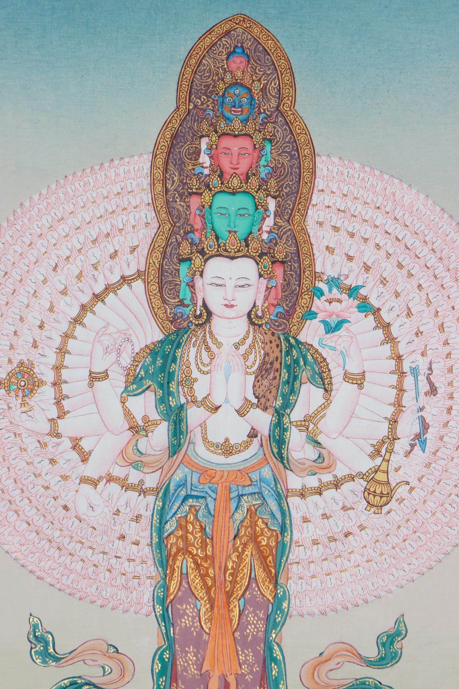 Avalokitesvara thangka painting on cotton canvas for wall hanging