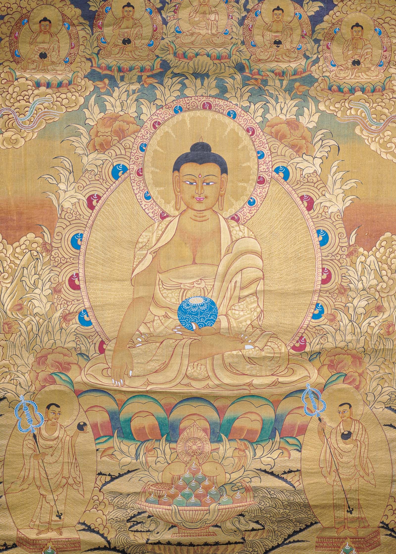 Shakyamuni Buddha Thangka - Cotton Canvas Painting