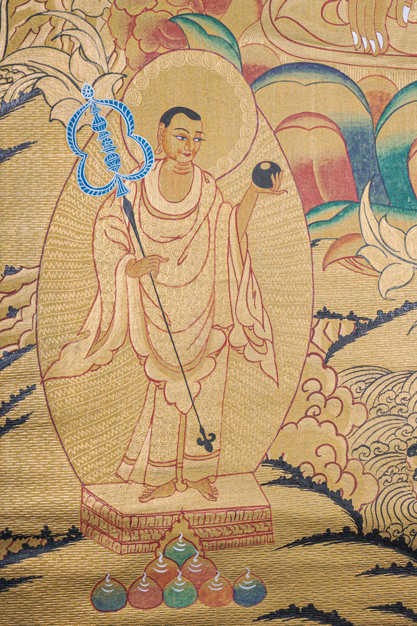 Shakyamuni Buddha Thangka - Cotton Canvas Painting