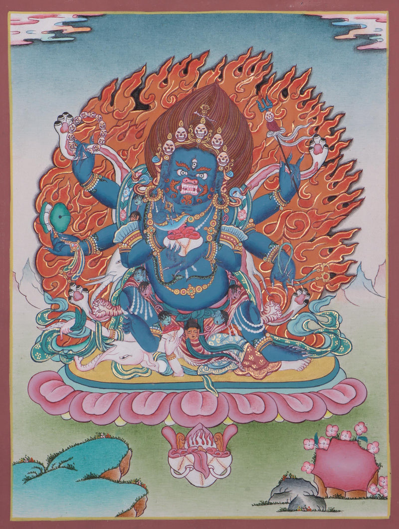 Mahakala- Wrathful Tibetan Buddhism Deity Thangka painting for protection