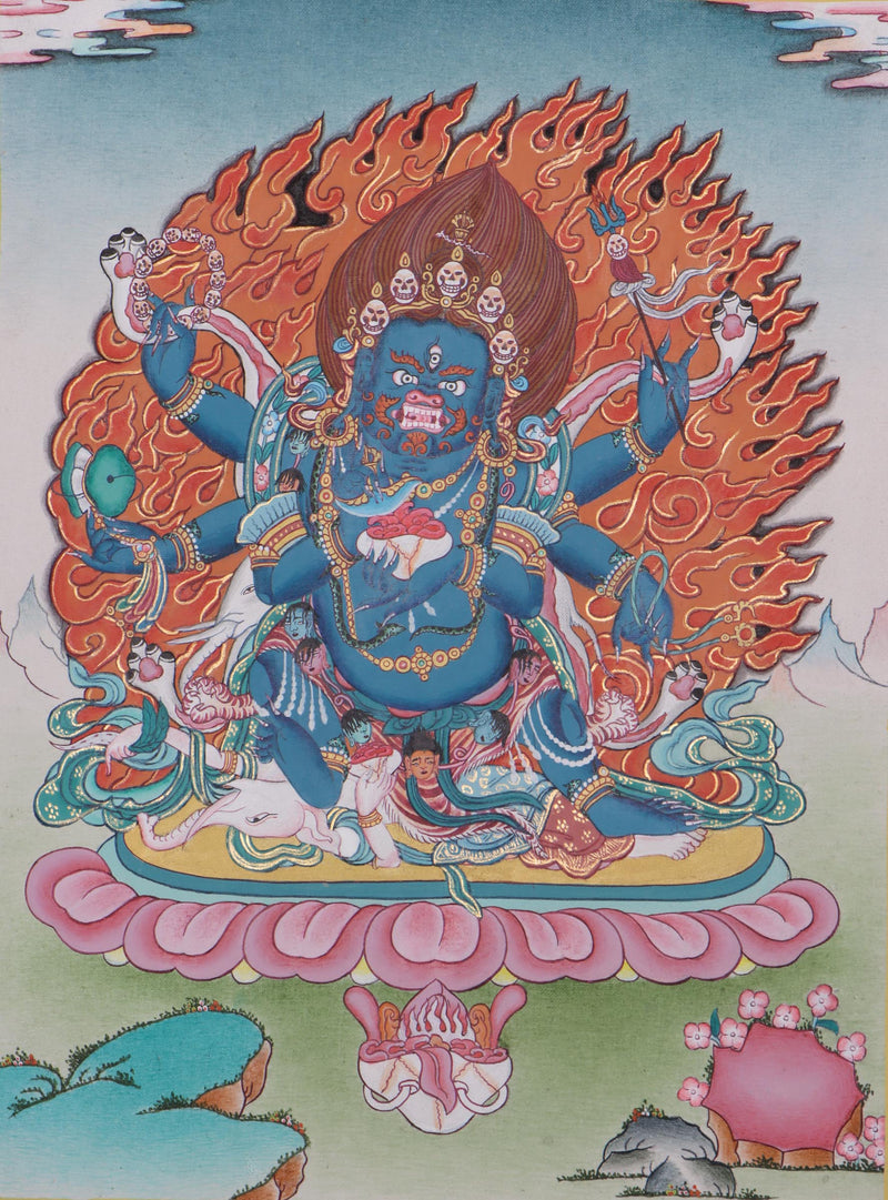 Mahakala- Wrathful Tibetan Buddhism Deity Thangka painting for protection