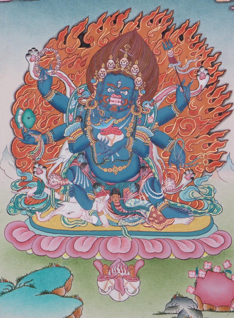 Mahakala- Wrathful Tibetan Buddhism Deity Thangka painting for protection