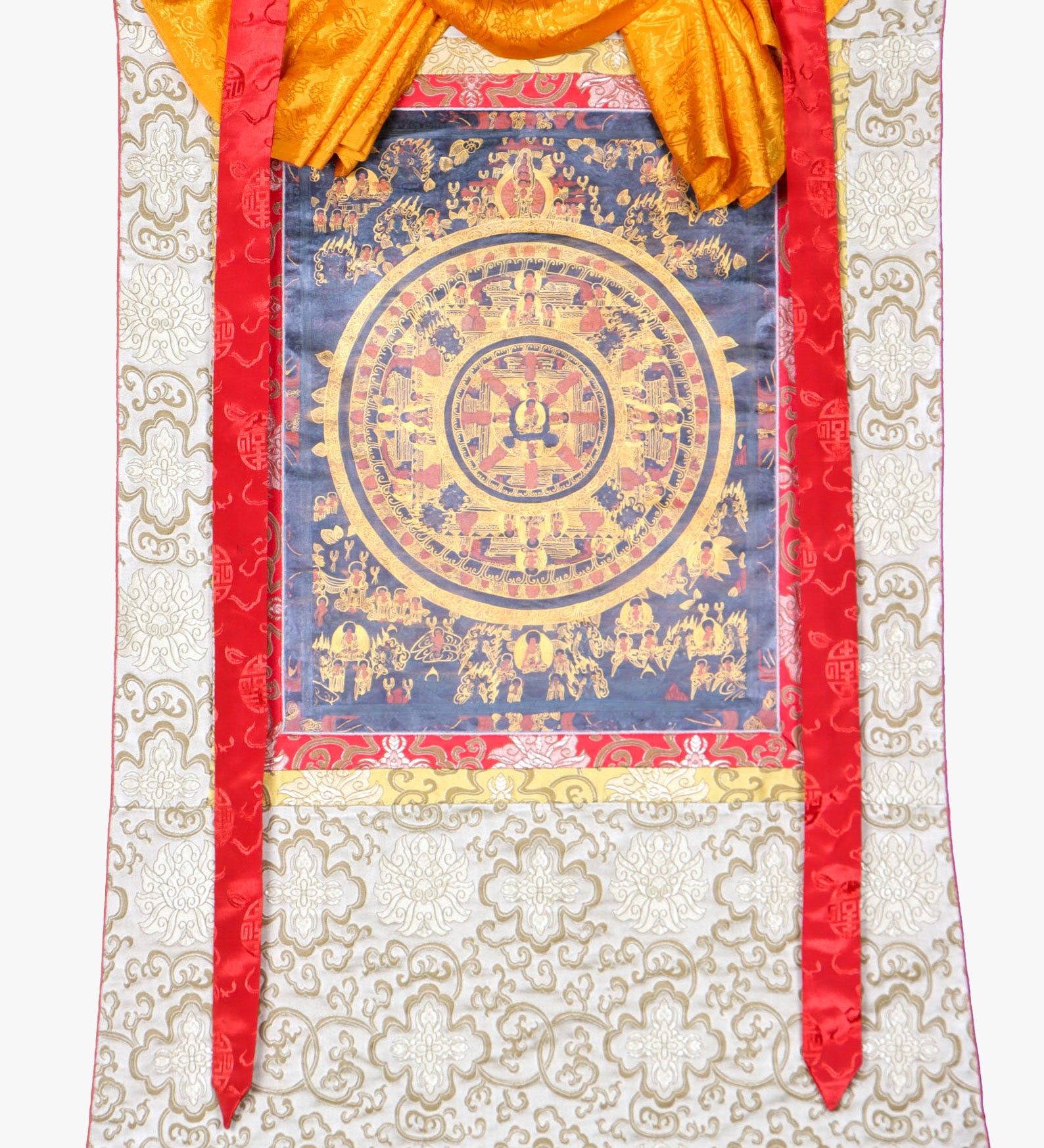 Buddha Mandala Brocade Thangka for spirituality.