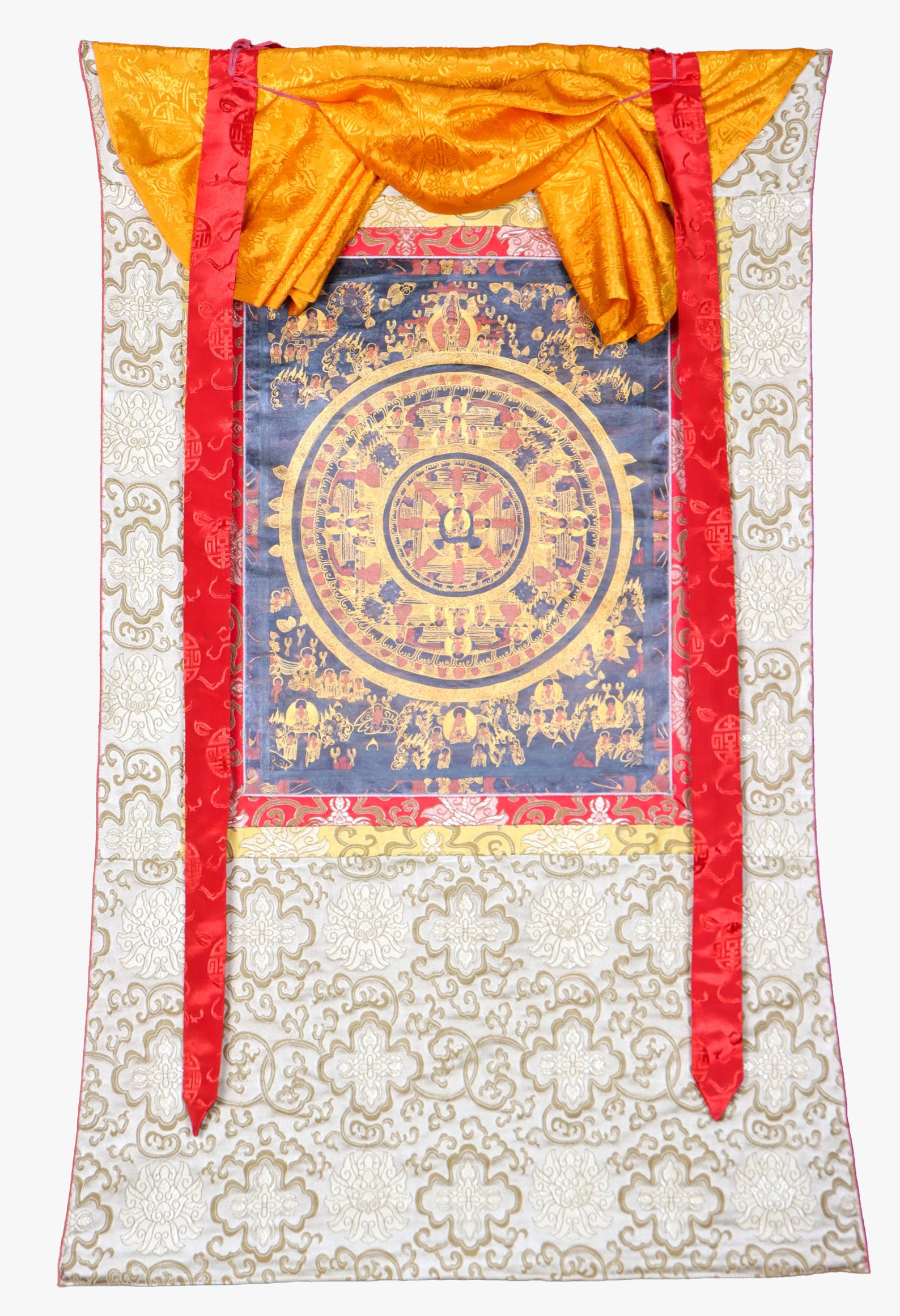 Buddha Mandala Brocade Thangka for spirituality.