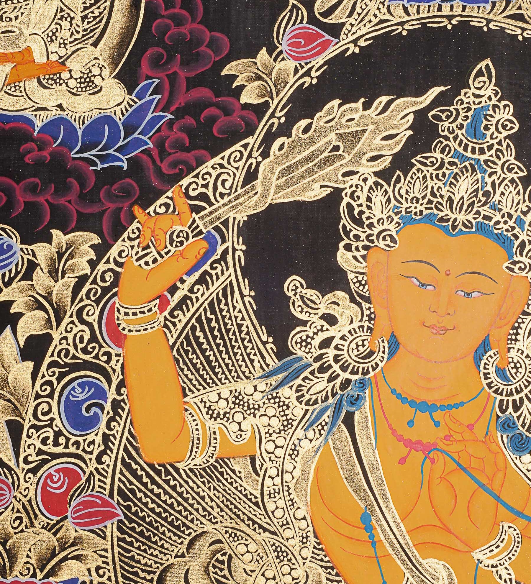 Manjushree Thangka Painting for prayer and meditation.