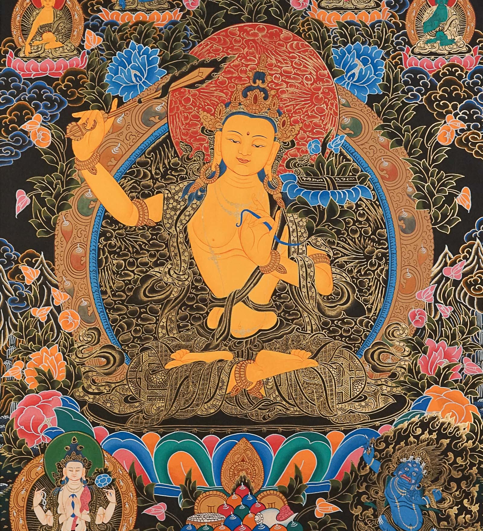 Manjushree Thangka Painting - Handpainted Art
