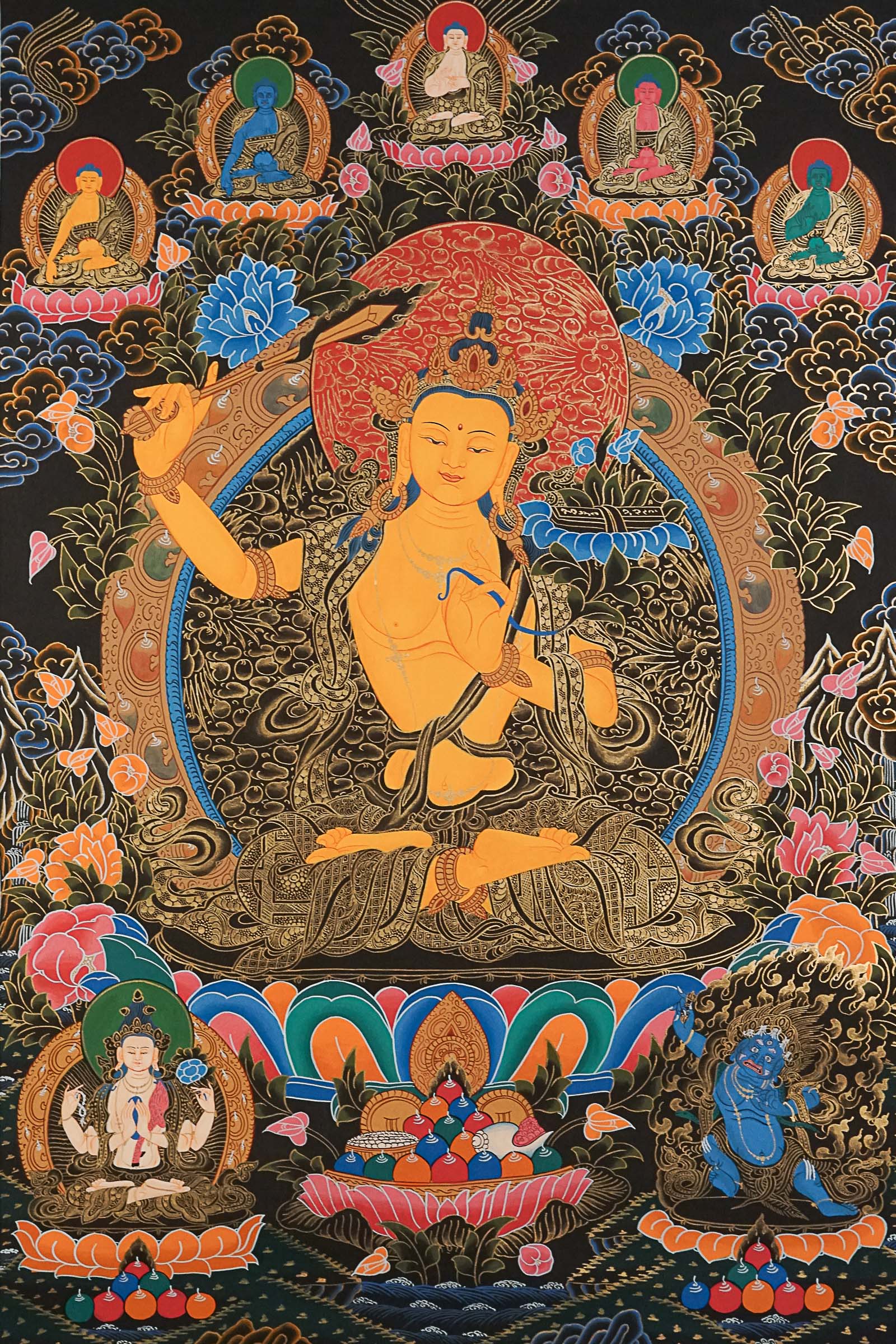 Manjushree Thangka Painting - Handpainted Art