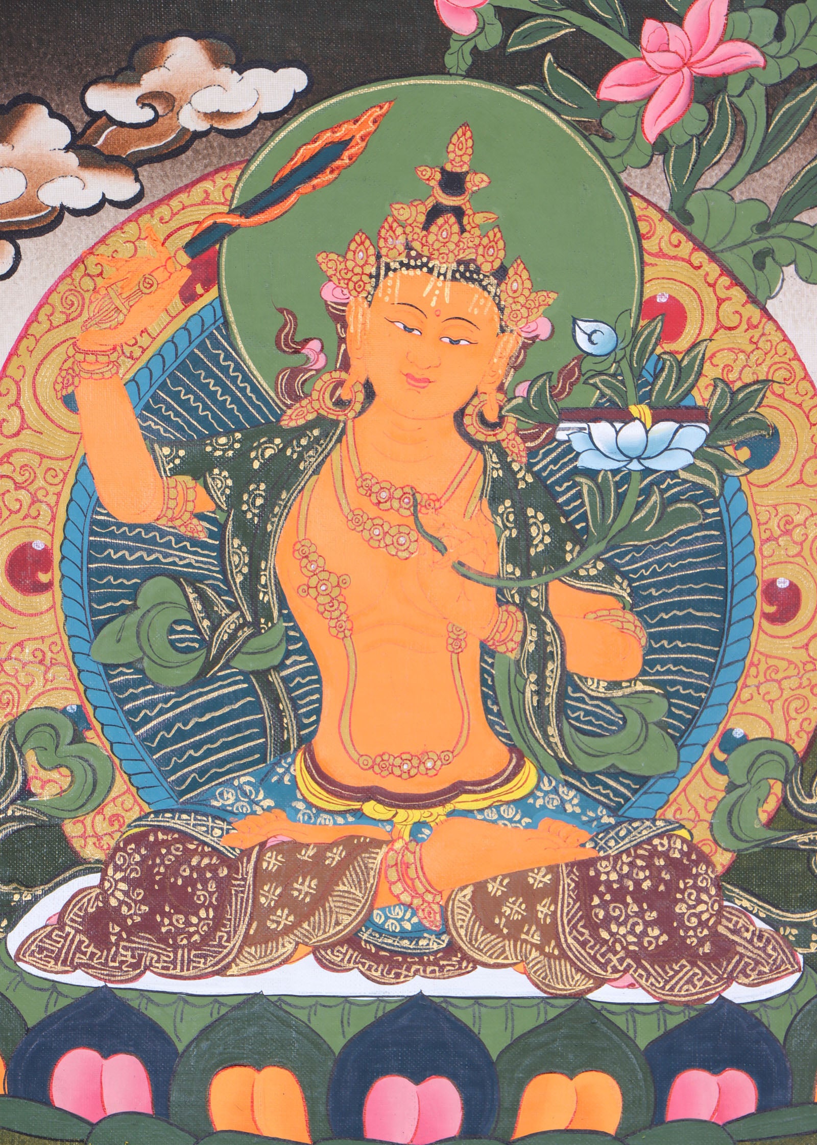 Finest quality thangka collector of Manjushri Thangka - Himalayas shop