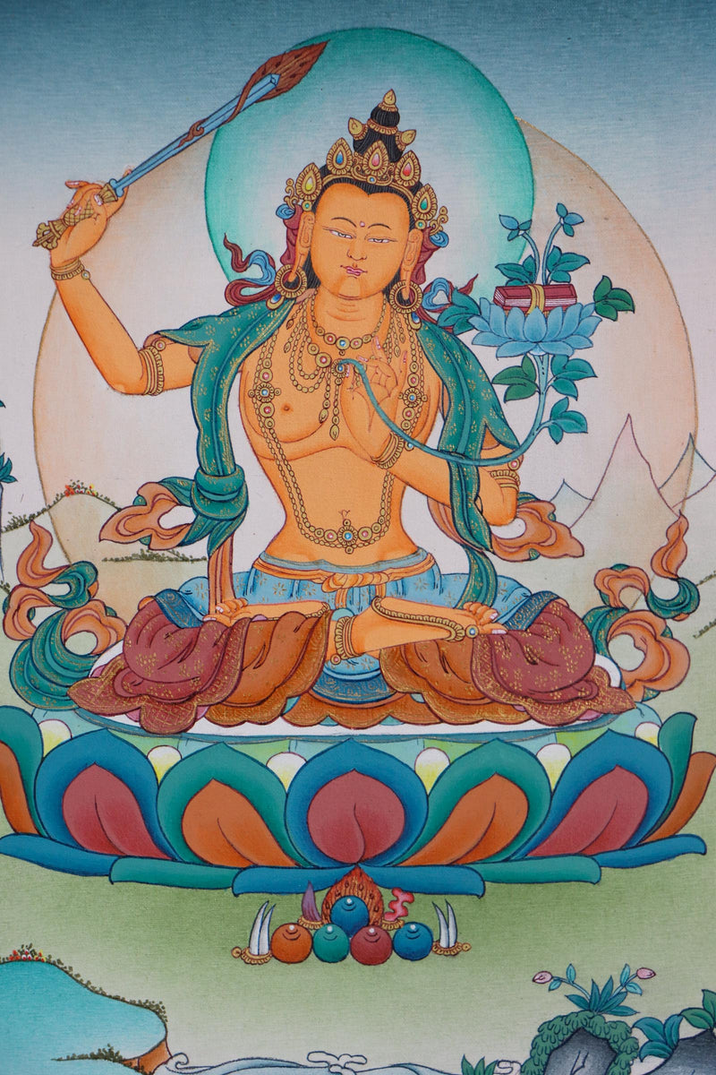 Manjushri - Buddha of Wisdom Thangka Painting