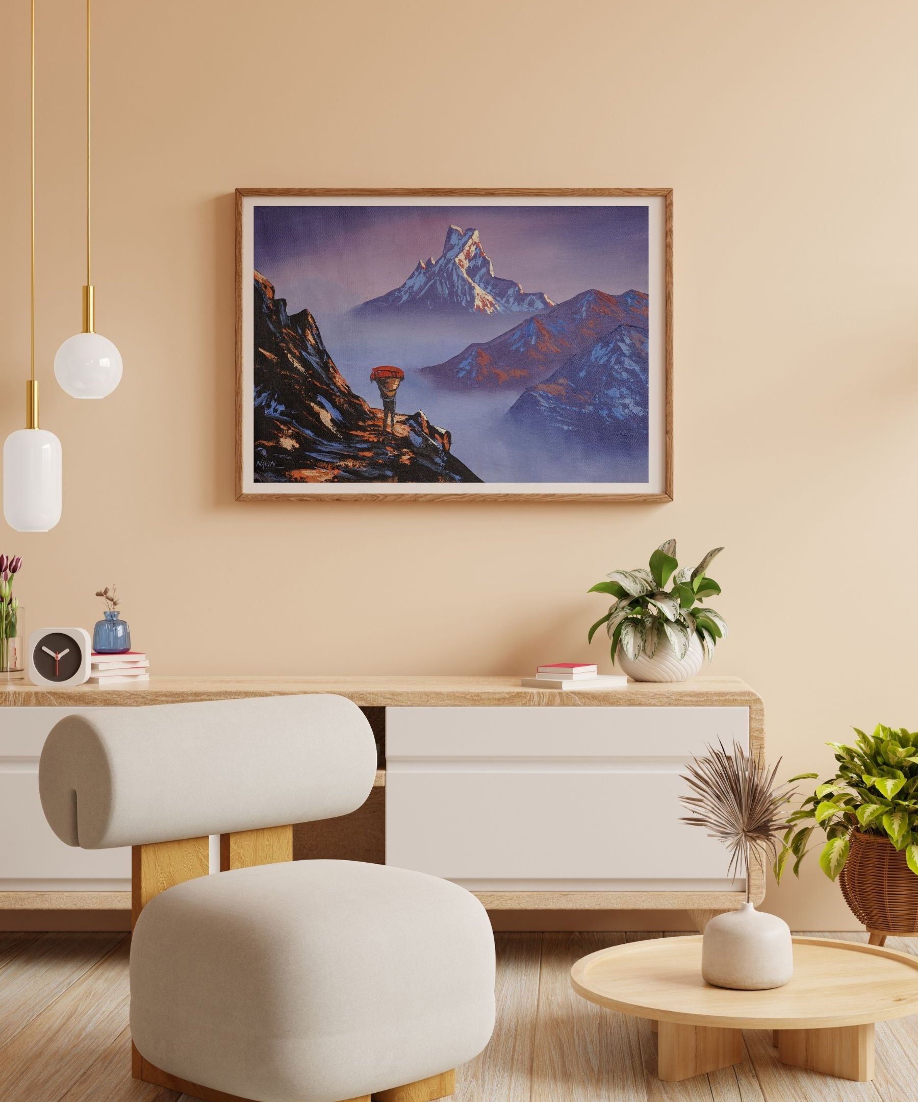 Oil Painting of Mount Machapuchre.