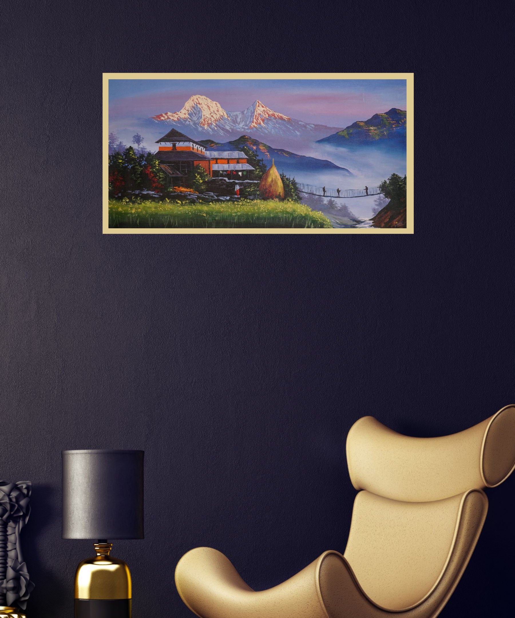 Oil Painting of Mount Annapurna for wall decor.