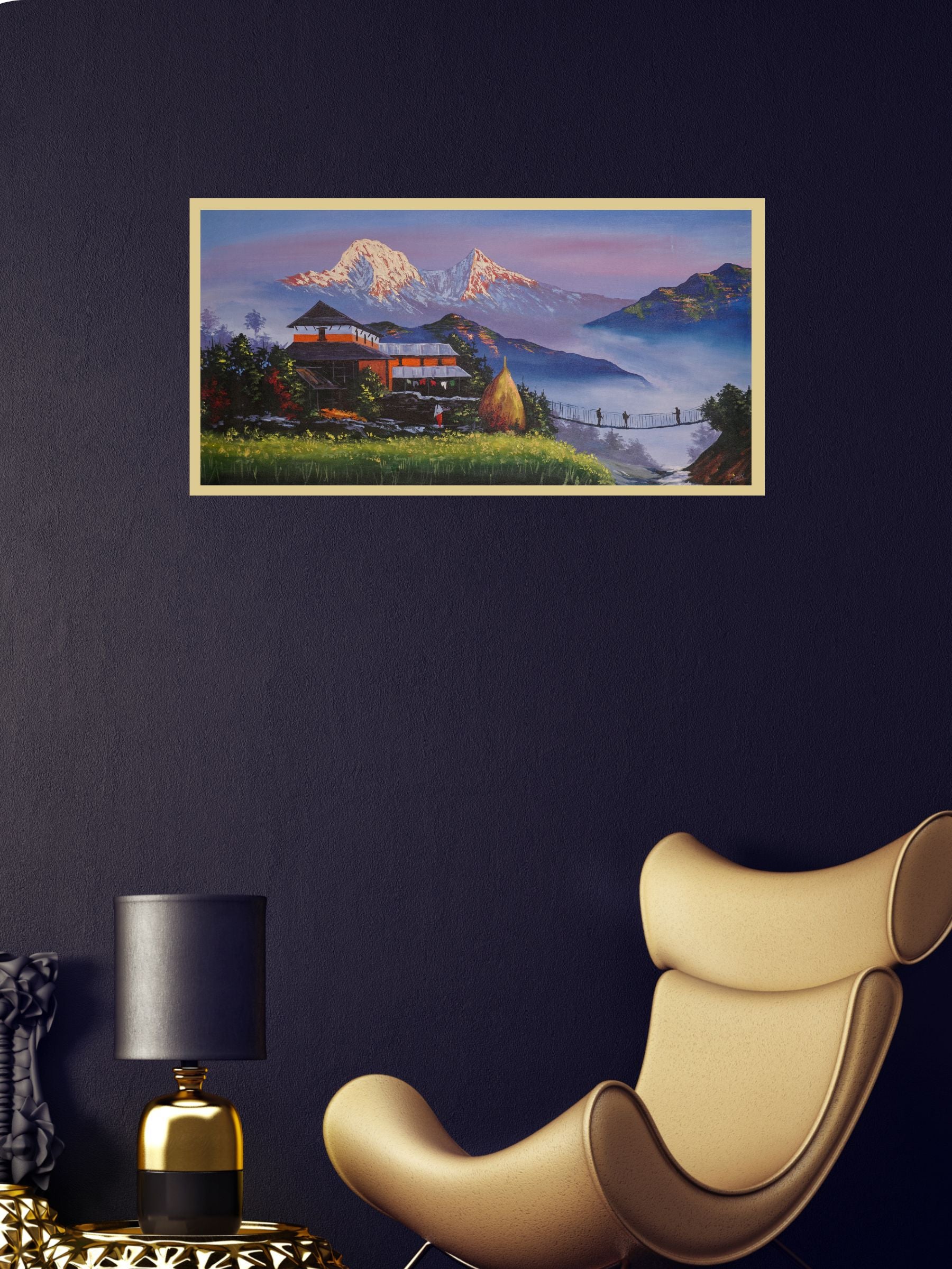 Oil Painting of Mount Annapurna for wall decor.