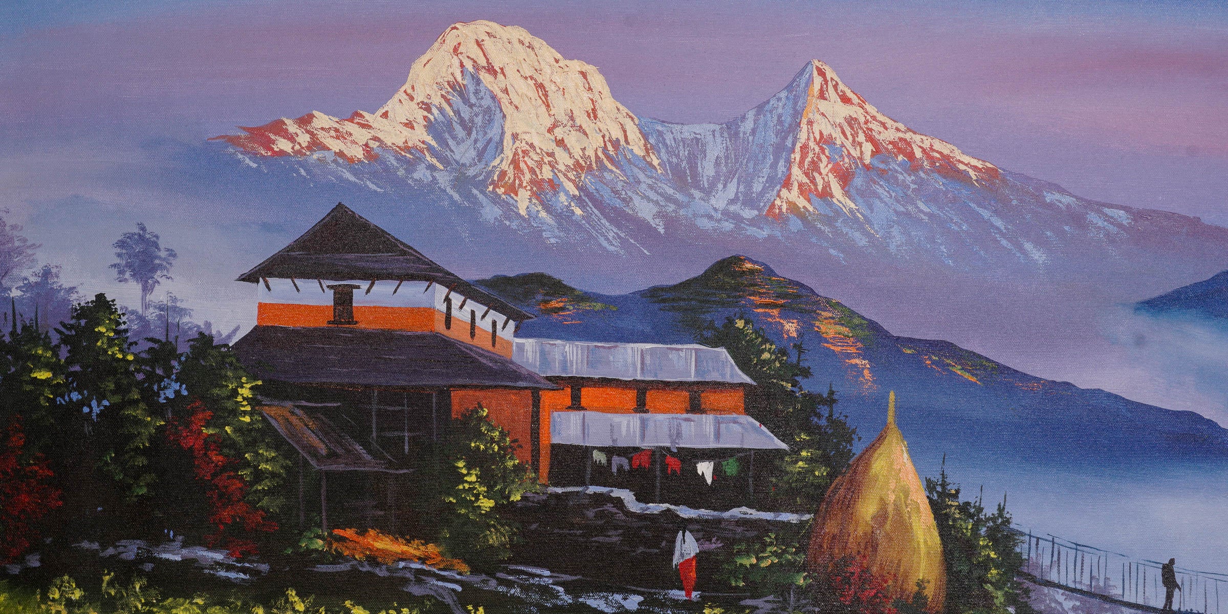 Oil Painting of Mount Annapurna for wall decor.