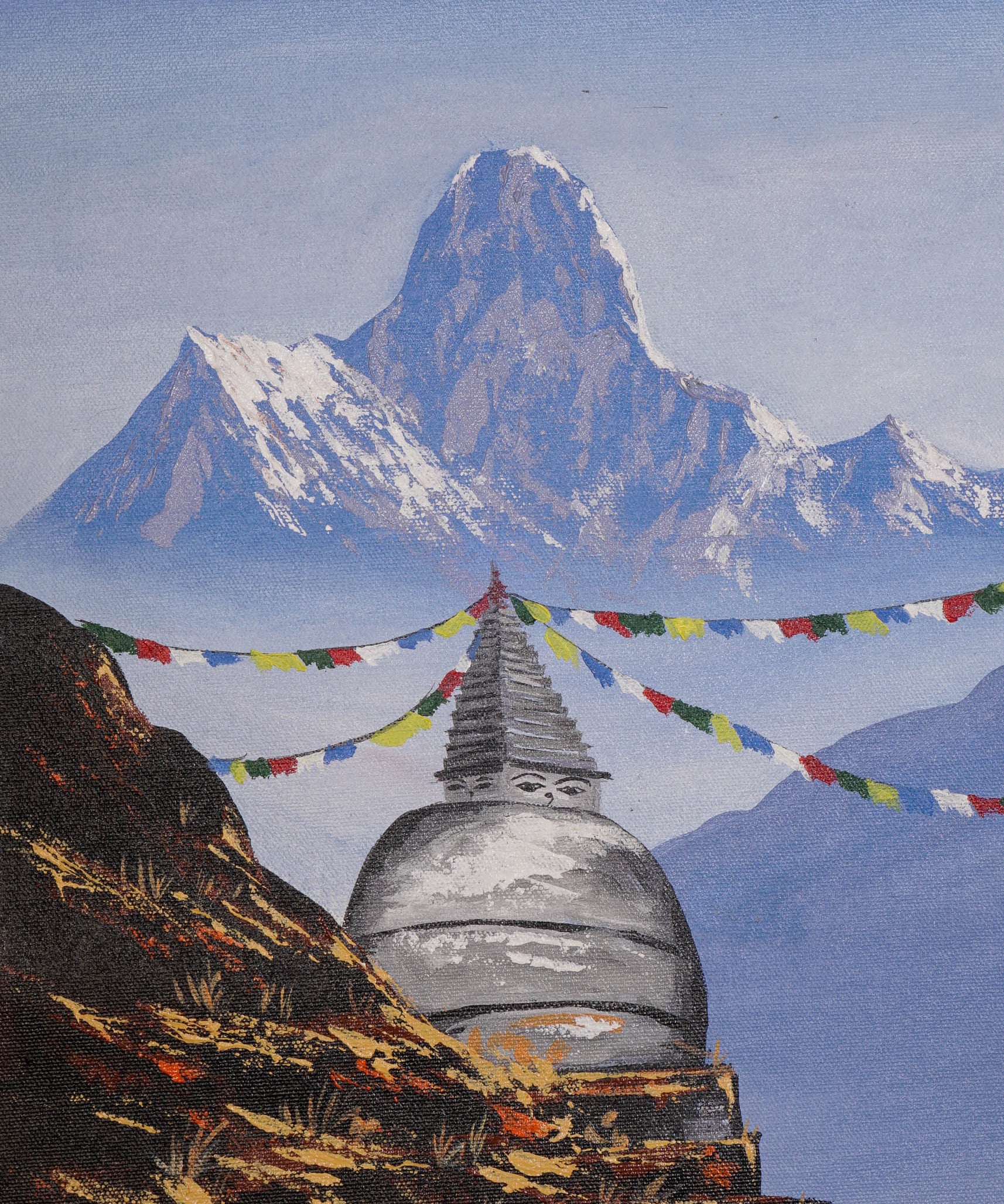 Tenzin Norgay Stupa Landscape painting with Himalayas range