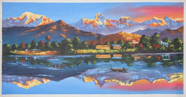 Oil Painting of Mount Machapuchare for wall hanging.