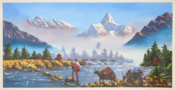 Oil Painting of Mount Ama Dablam & Mount Everest