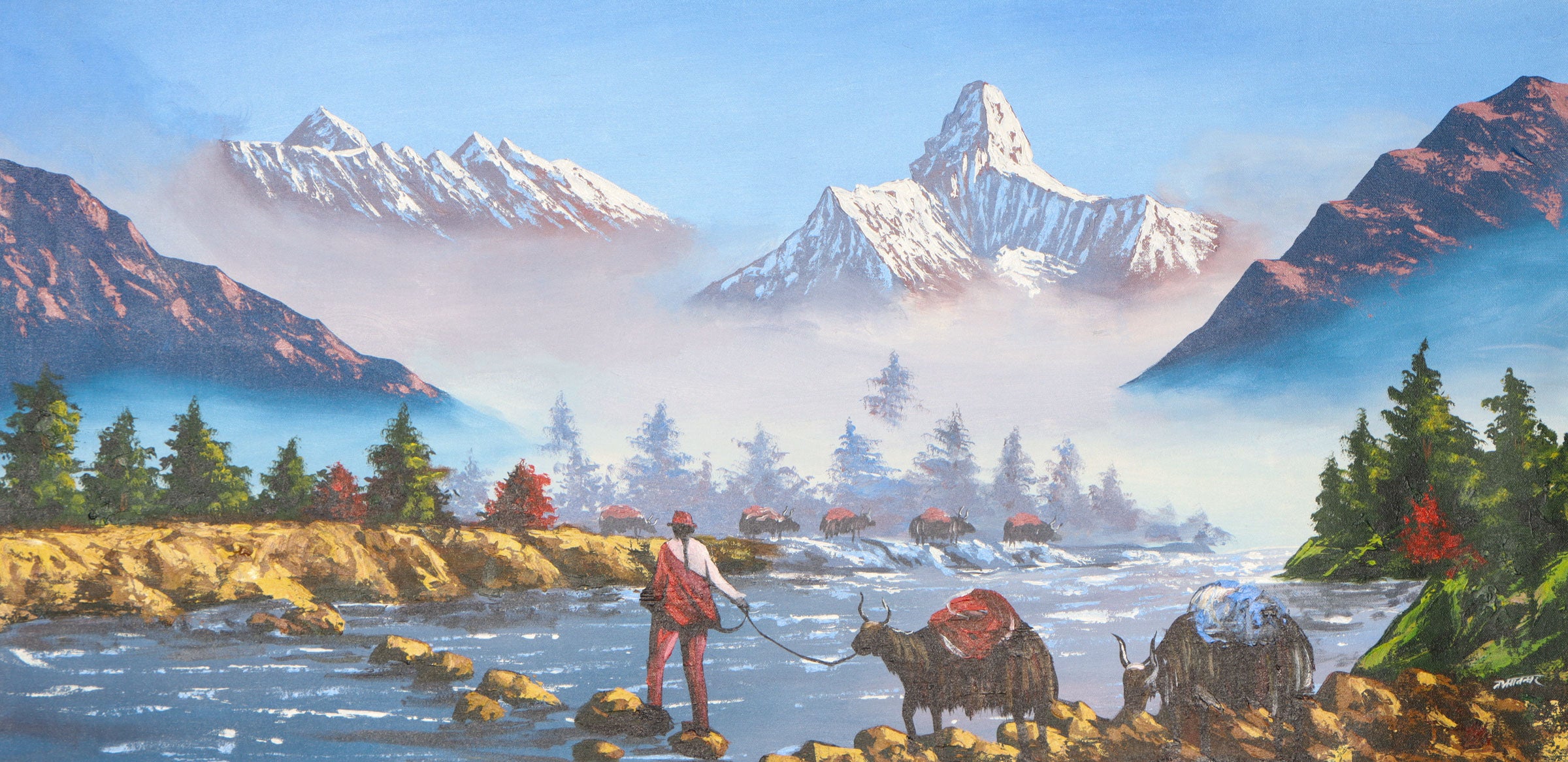 Oil Painting of Mount Ama Dablam & Mount Everest