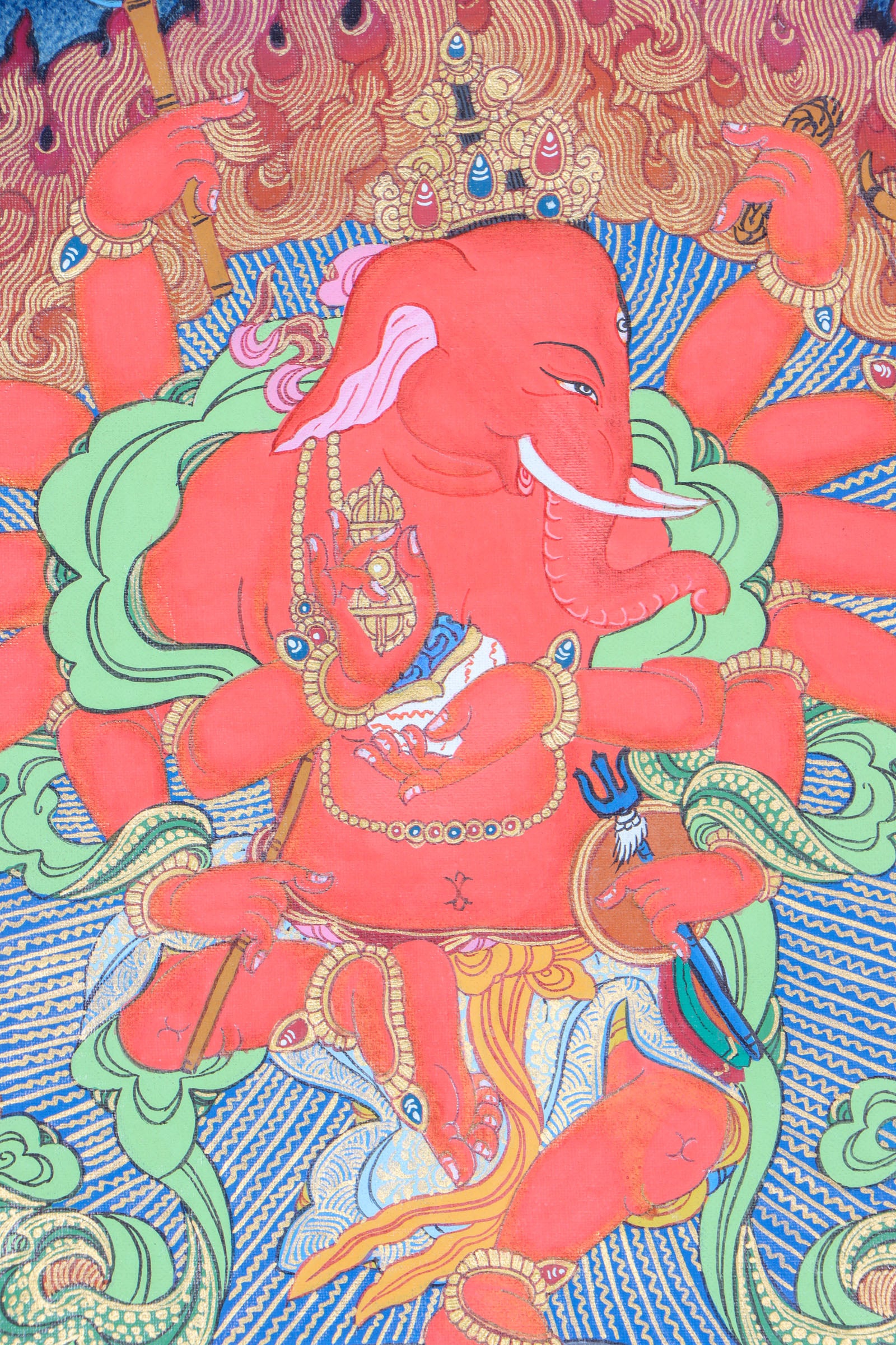Red Ganesh Thangka for Devotion and prayer.