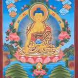 Shakyamuni  Buddha thangka for alter space and prayer .
