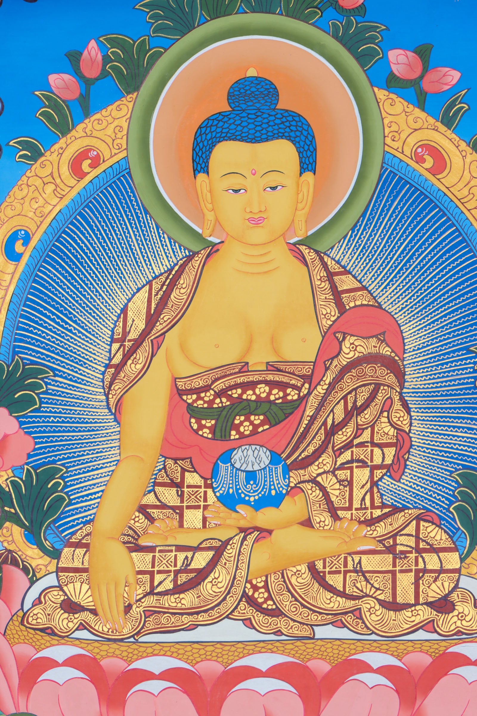 Shakyamuni Buddha thangka for alter space and prayer .