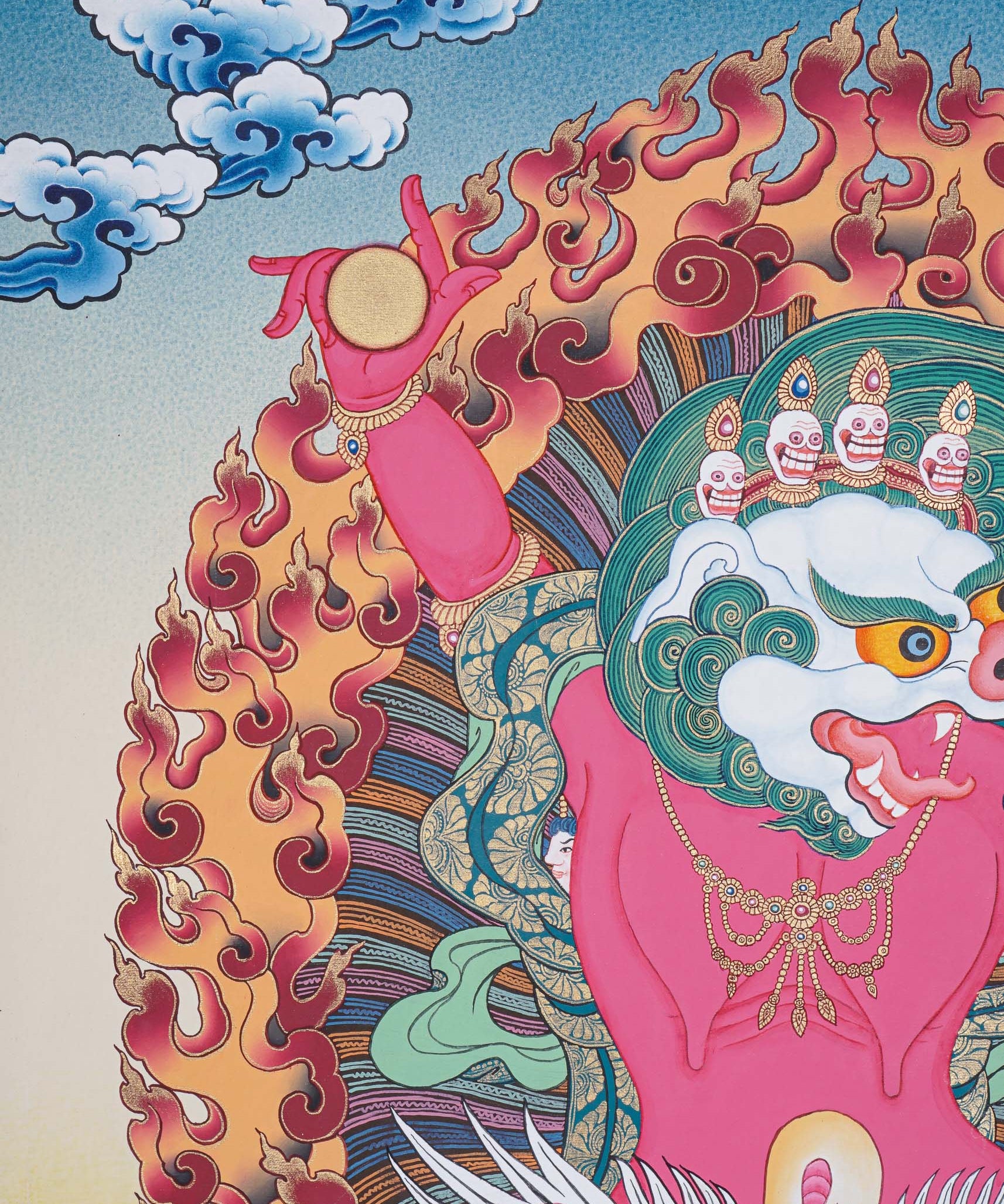 Wrathful deity Thangka Painting - Singh Mukhi