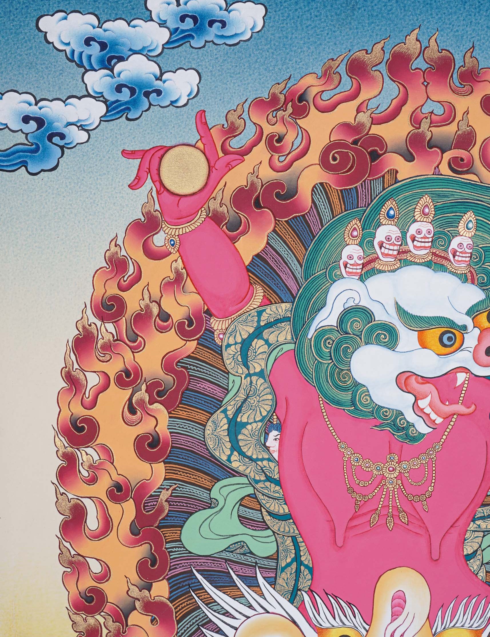 Wrathful deity Thangka Painting - Singh Mukhi