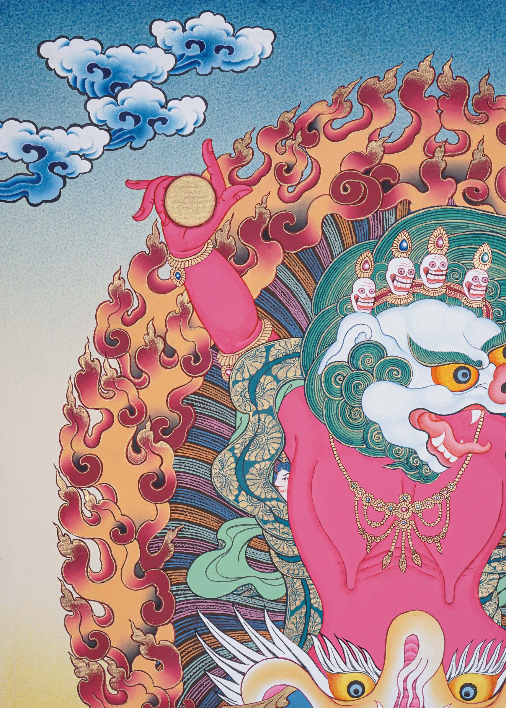 Wrathful deity Thangka Painting - Singh Mukhi