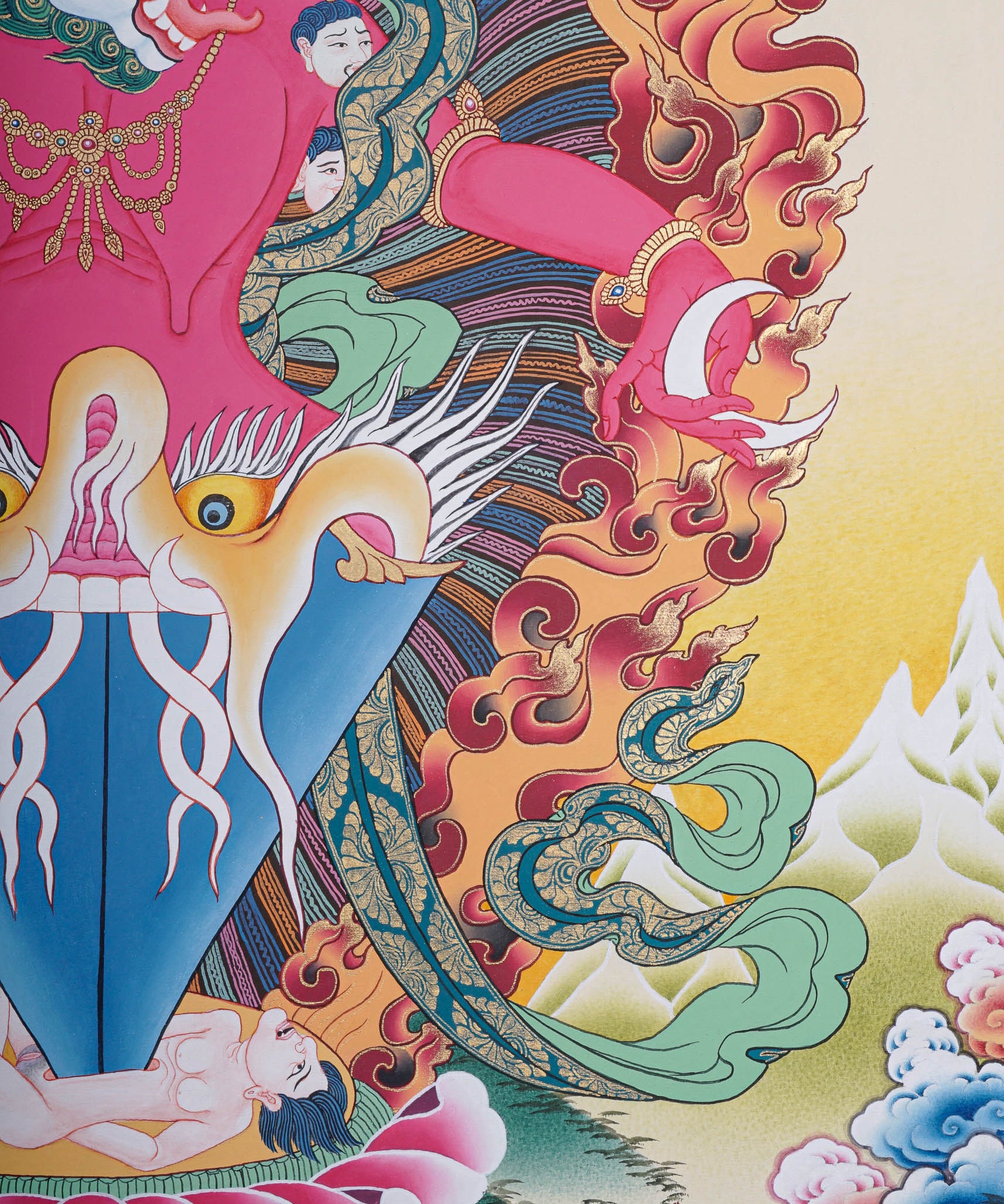 Wrathful deity Thangka Painting - Singh Mukhi