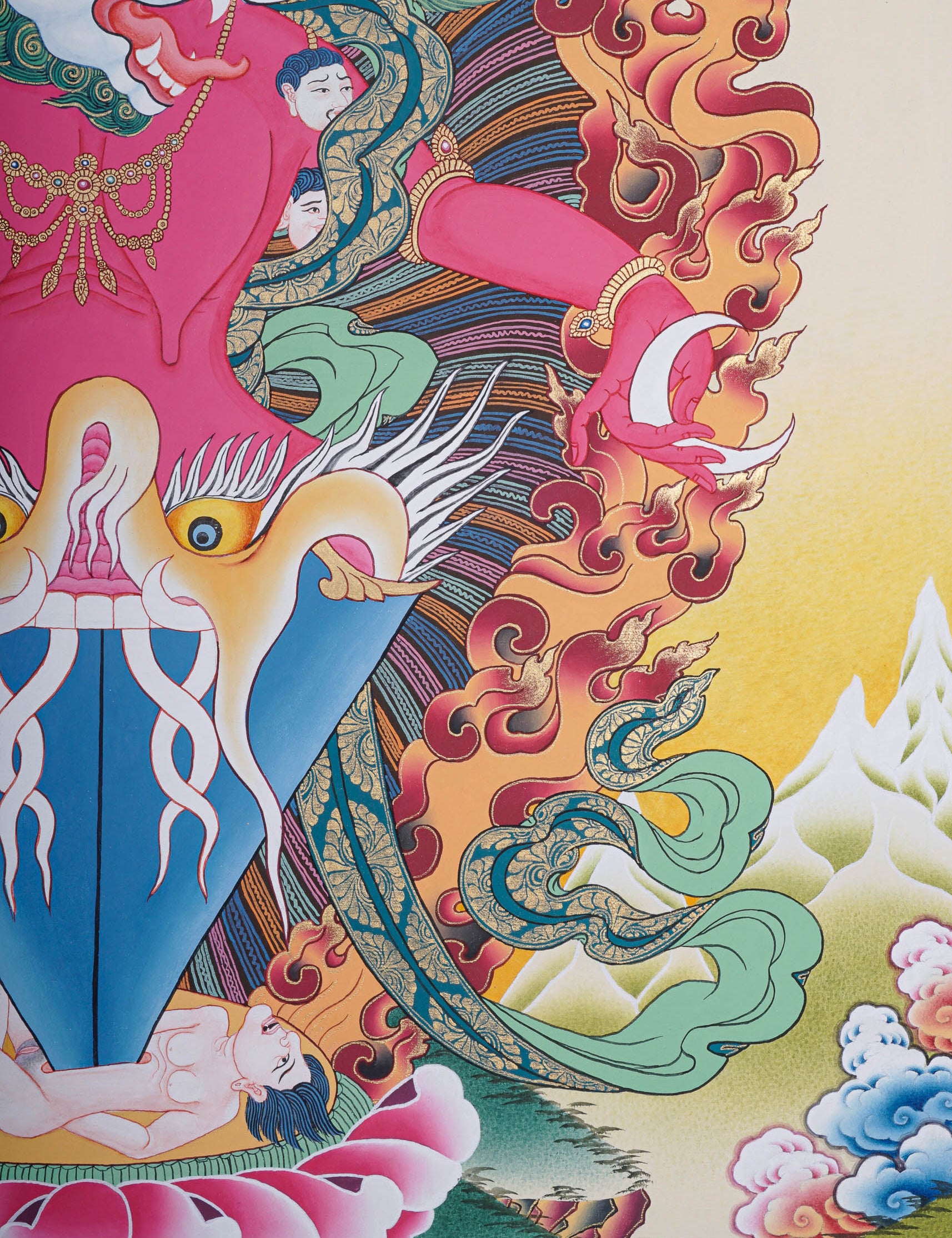 Wrathful deity Thangka Painting - Singh Mukhi