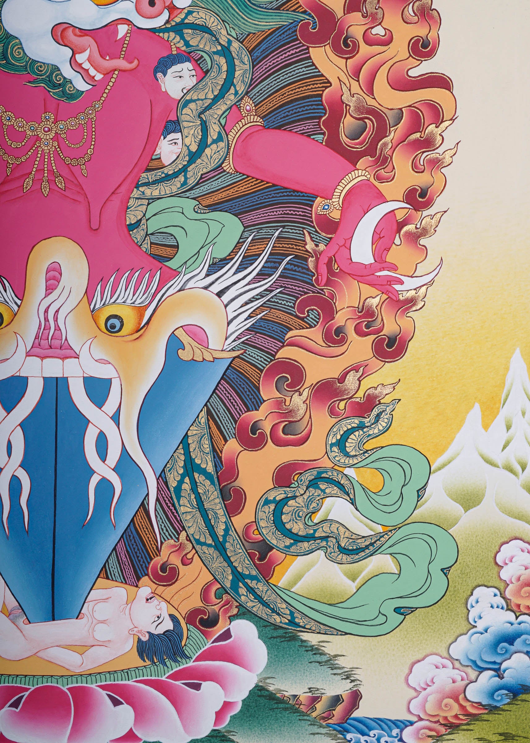 Wrathful deity Thangka Painting - Singh Mukhi