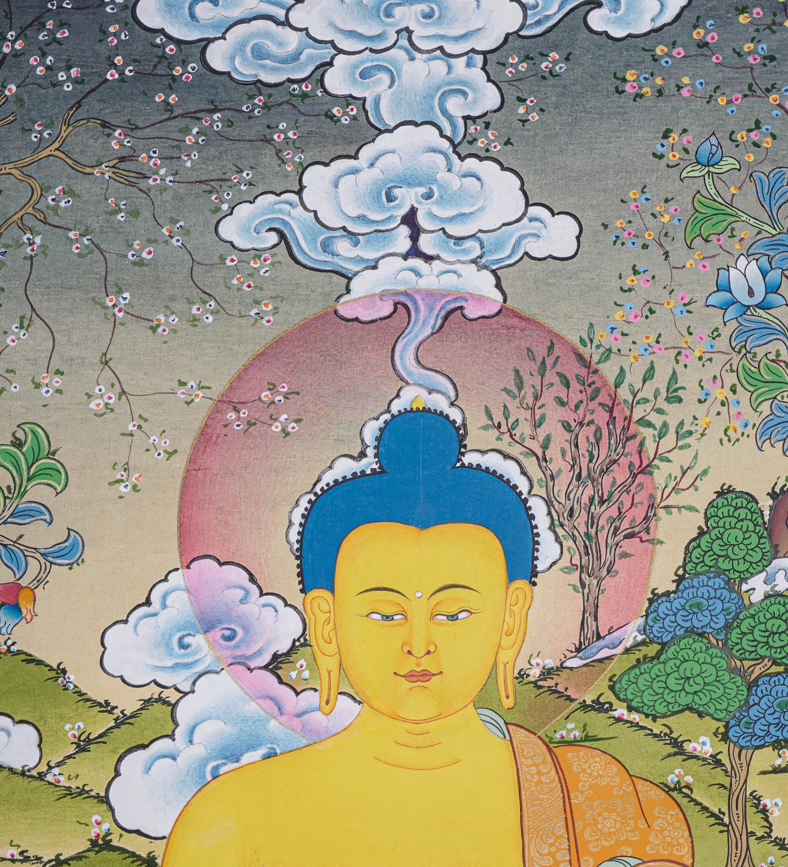 Shakyamuni Buddha Thangka for prayer and meditation.