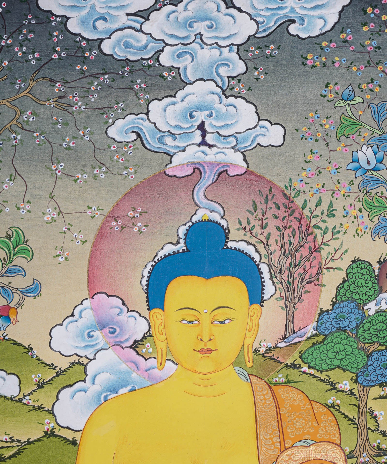 Shakyamuni Buddha Thangka for prayer and meditation.