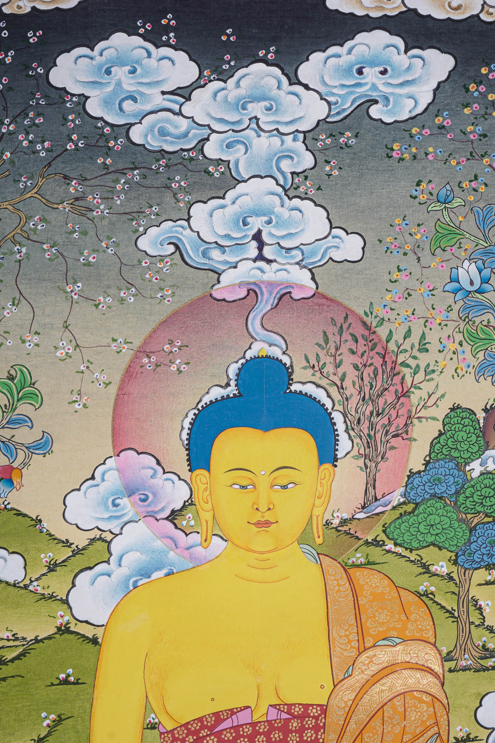 Shakyamuni Buddha Thangka for prayer and meditation.