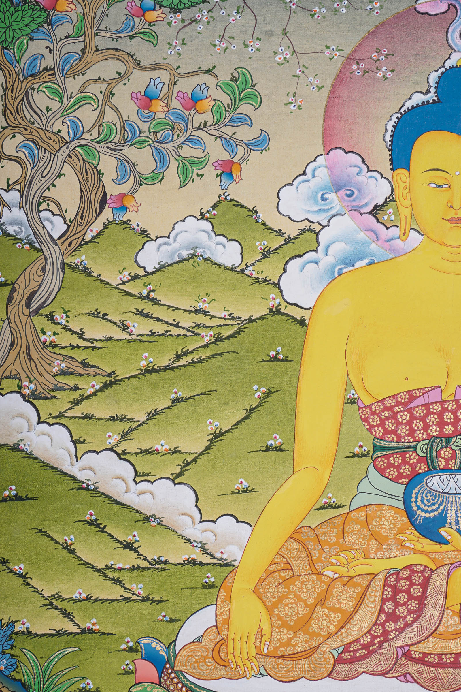 Shakyamuni Buddha Thangka for prayer and meditation.