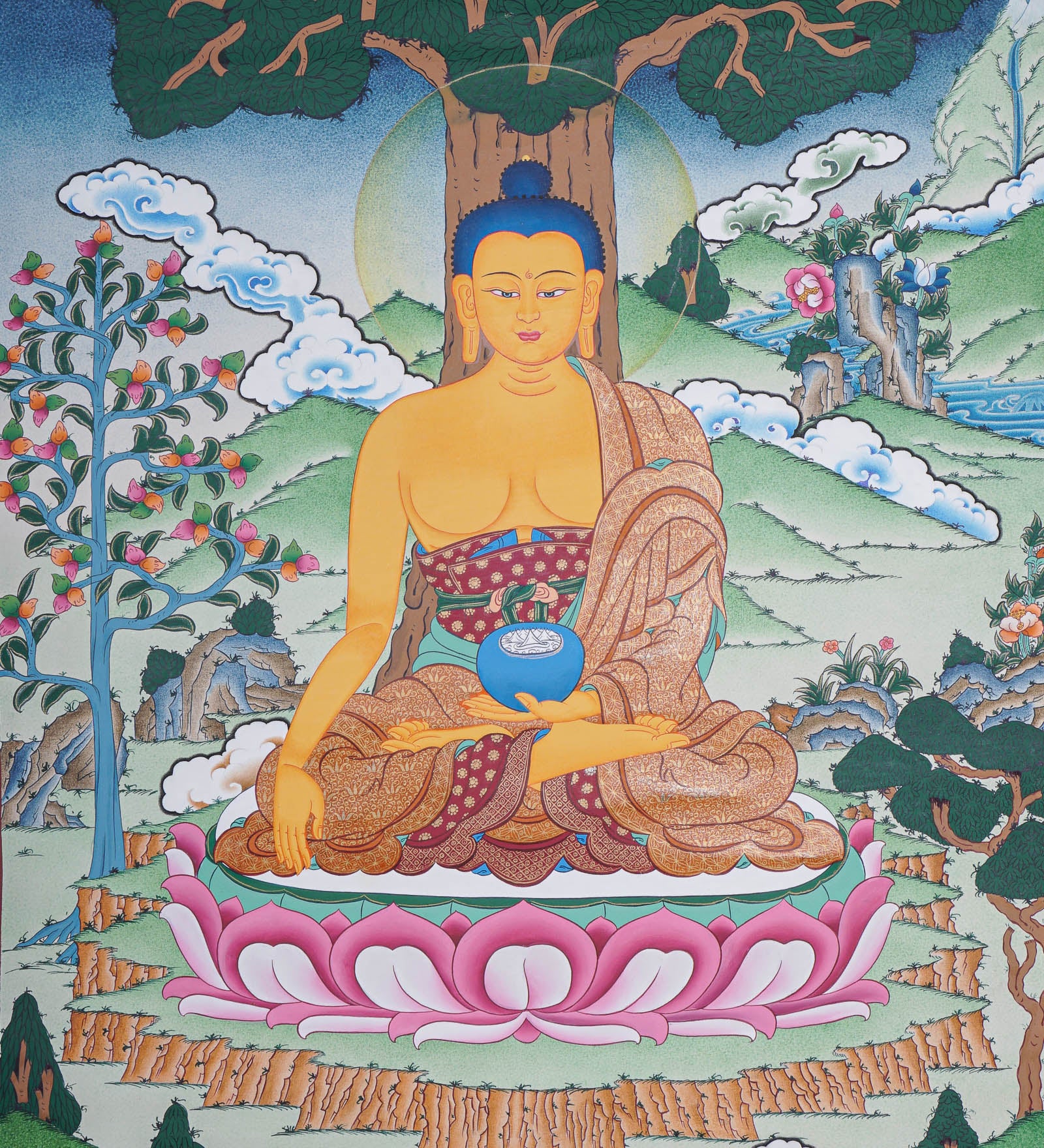 Shakyamuni Buddha Thangka - Handpainted Art