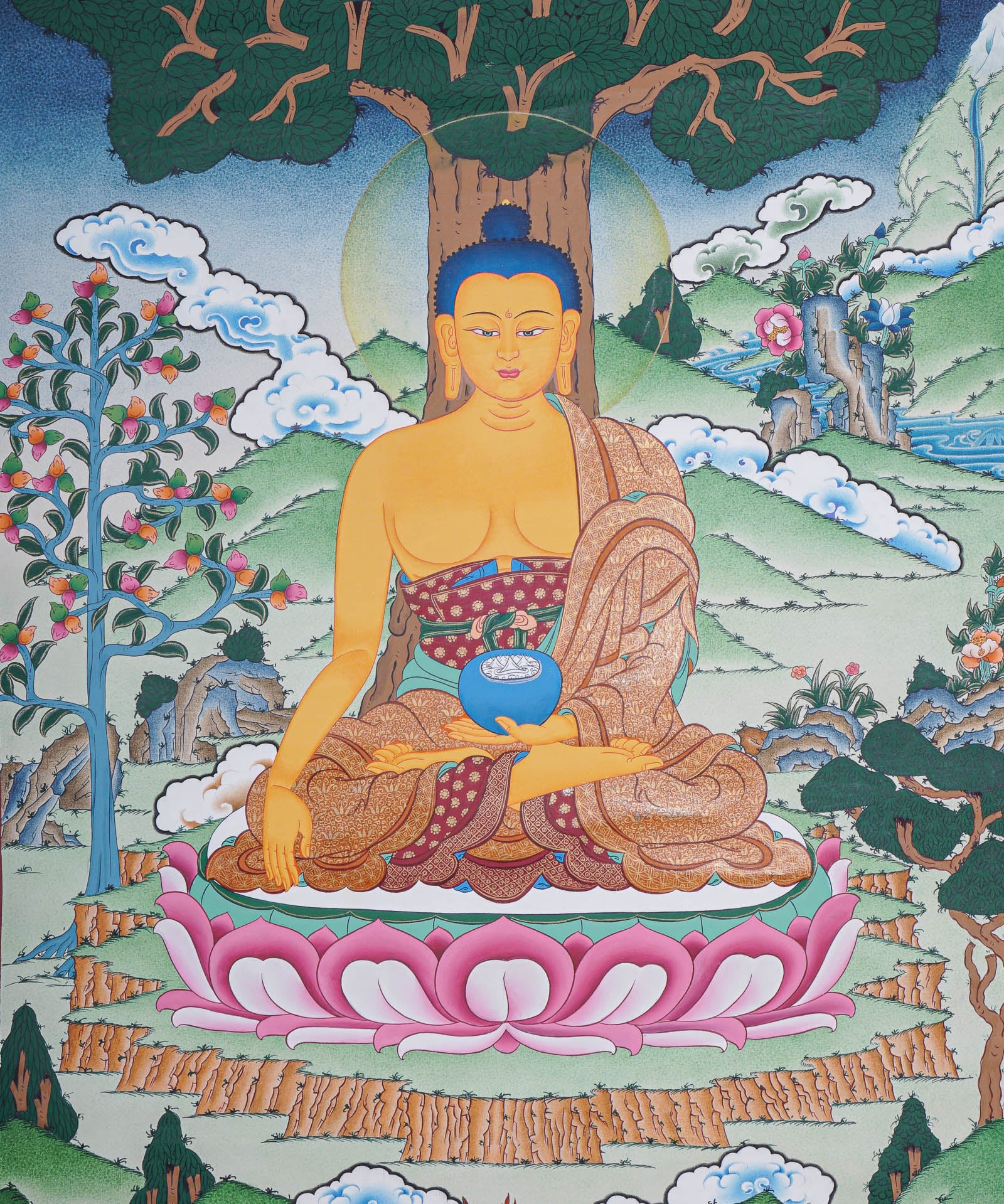 Shakyamuni Buddha Thangka - Handpainted Art