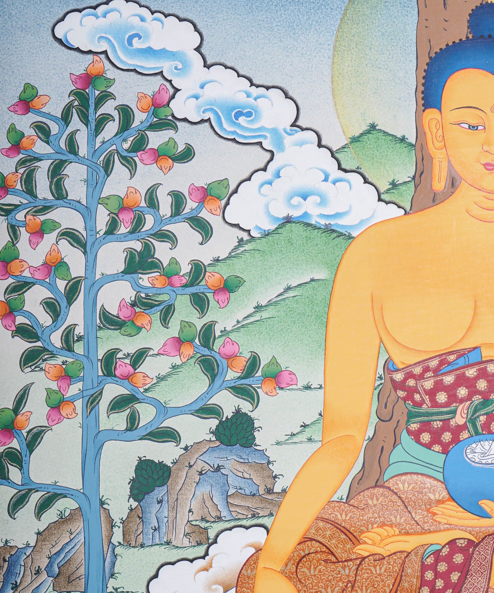 Shakyamuni Buddha Thangka - Handpainted Art