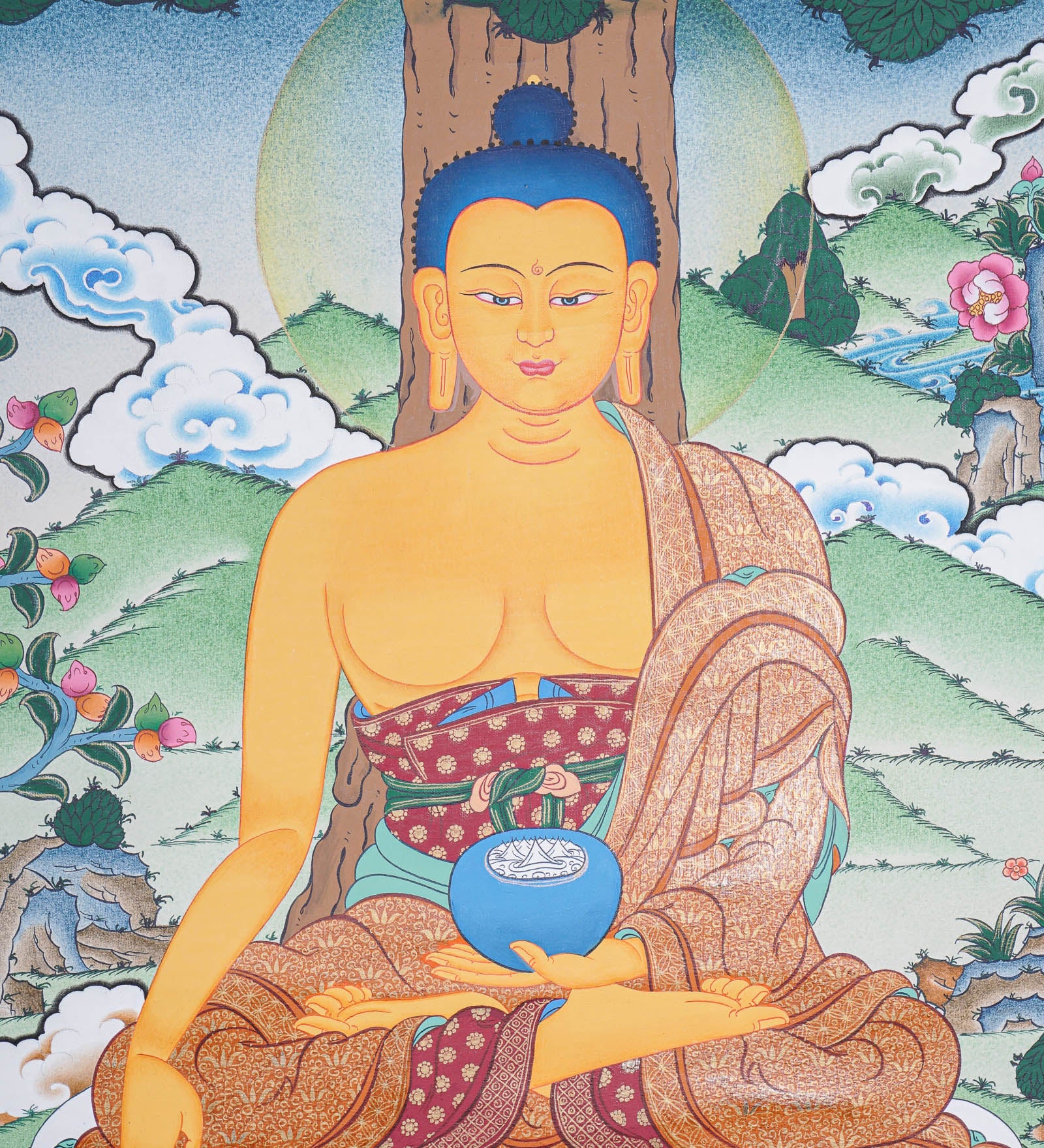Shakyamuni Buddha Thangka - Handpainted Art