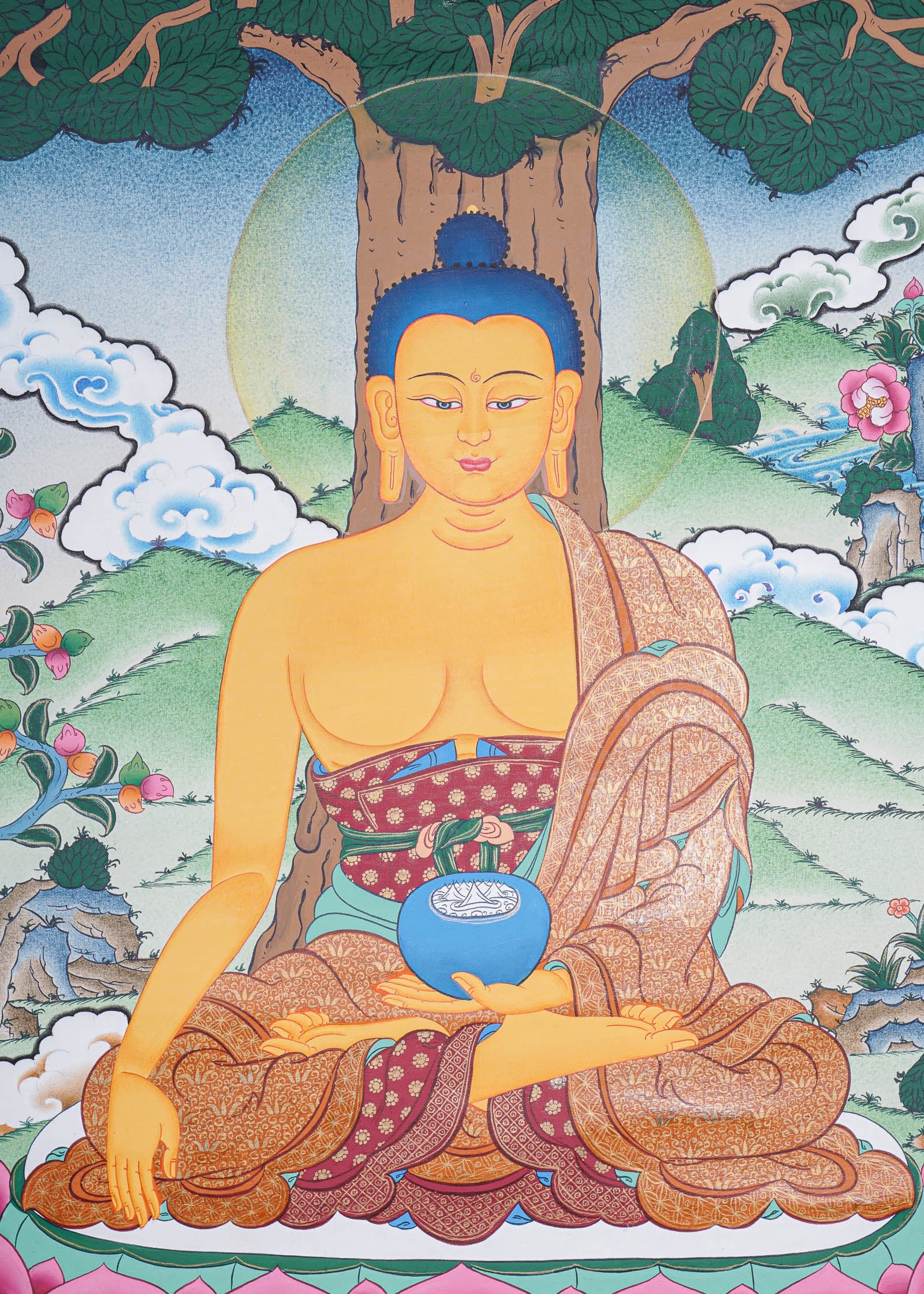 Shakyamuni Buddha Thangka - Handpainted Art