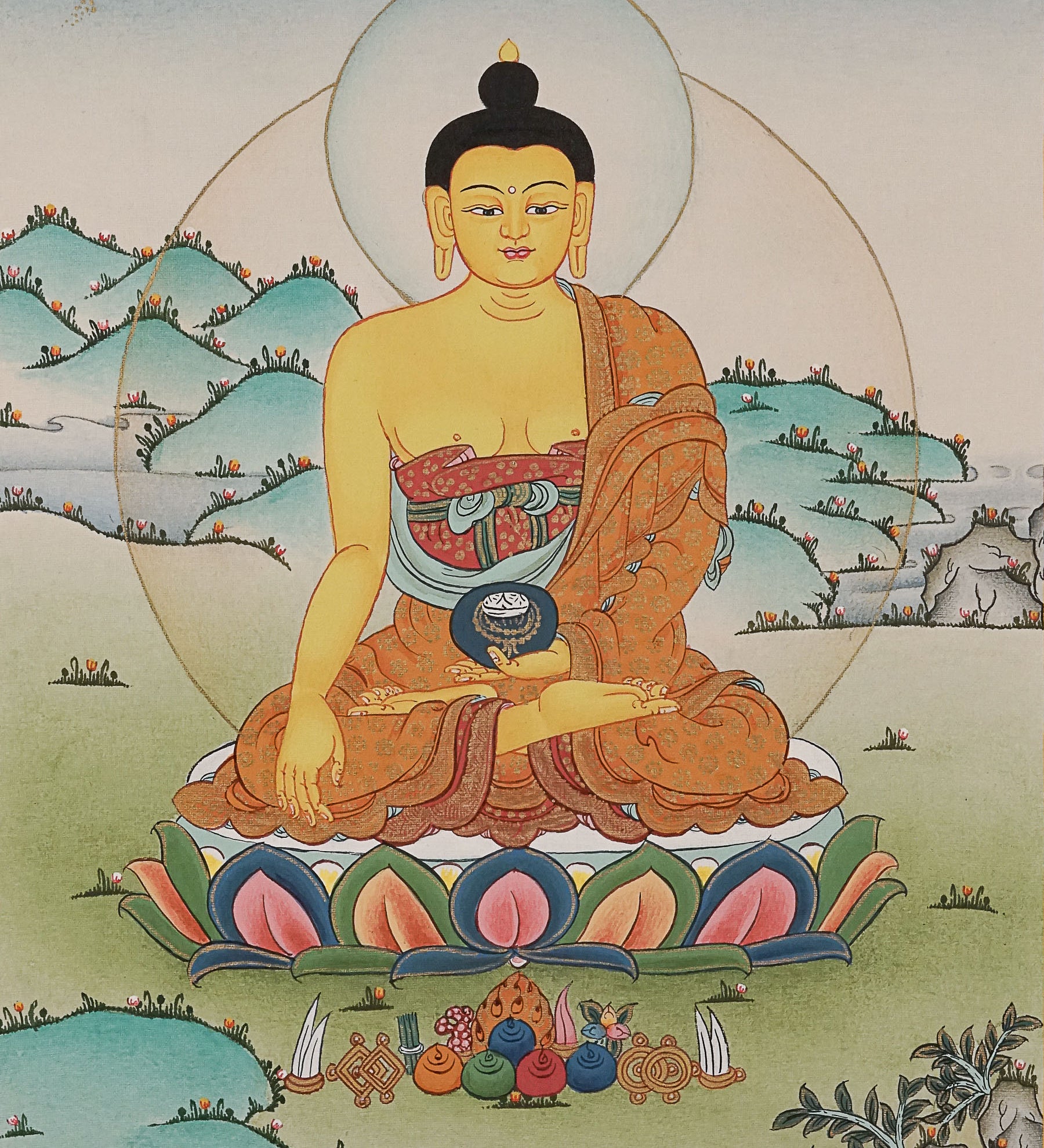 Shakyamuni Buddha Thangka - Tibetan Painting 